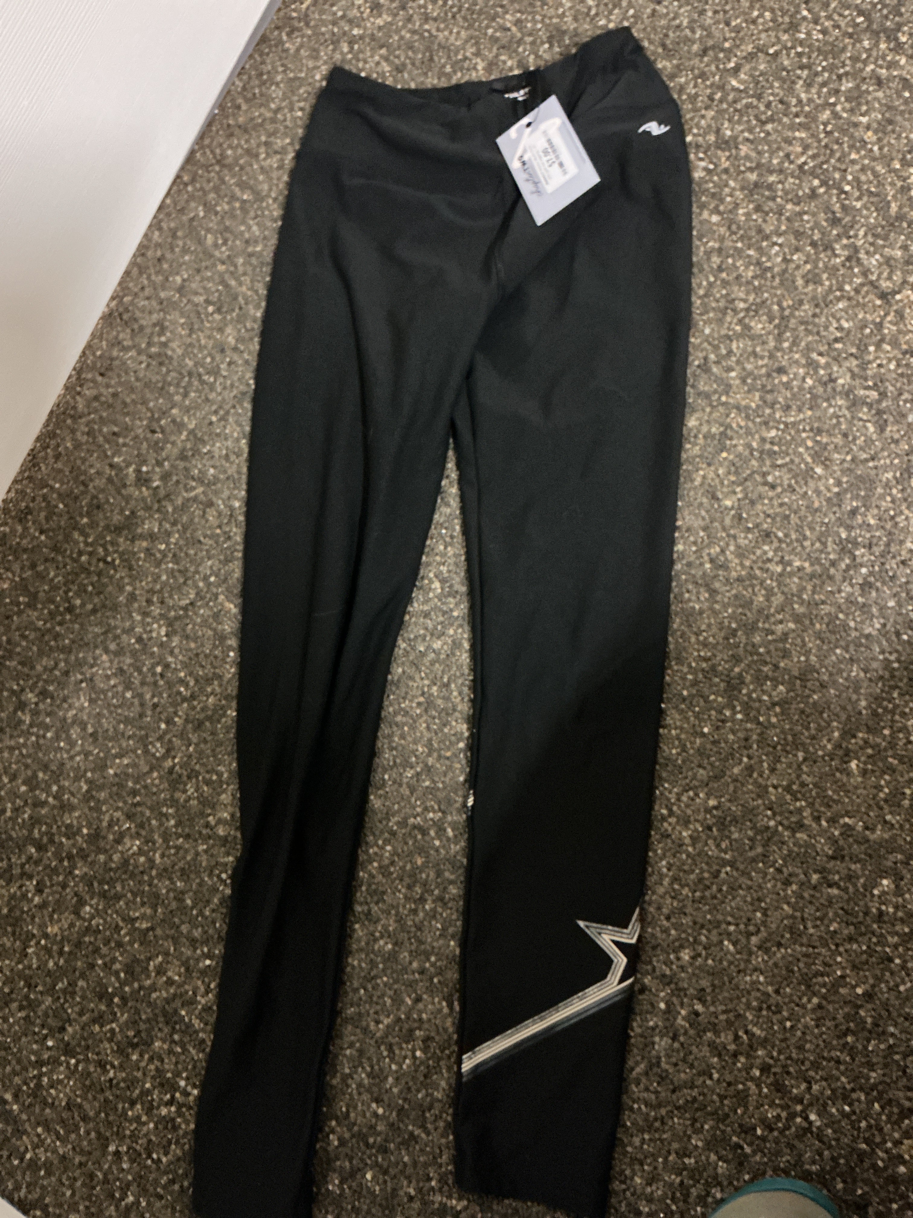 Athletic Works black with gold star leggings 7-8Y