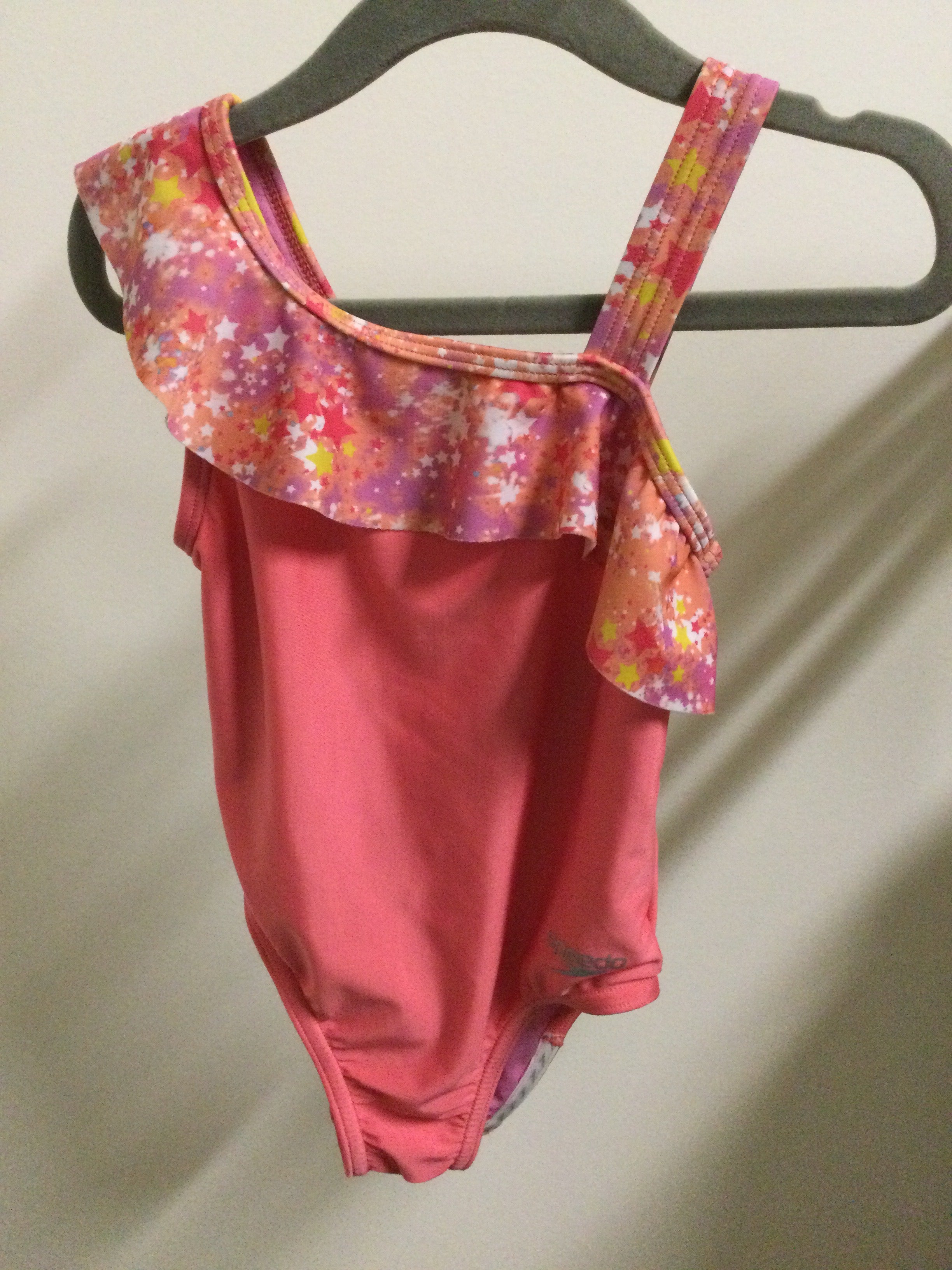 Speedo pink/orange star swimsuit 5Y