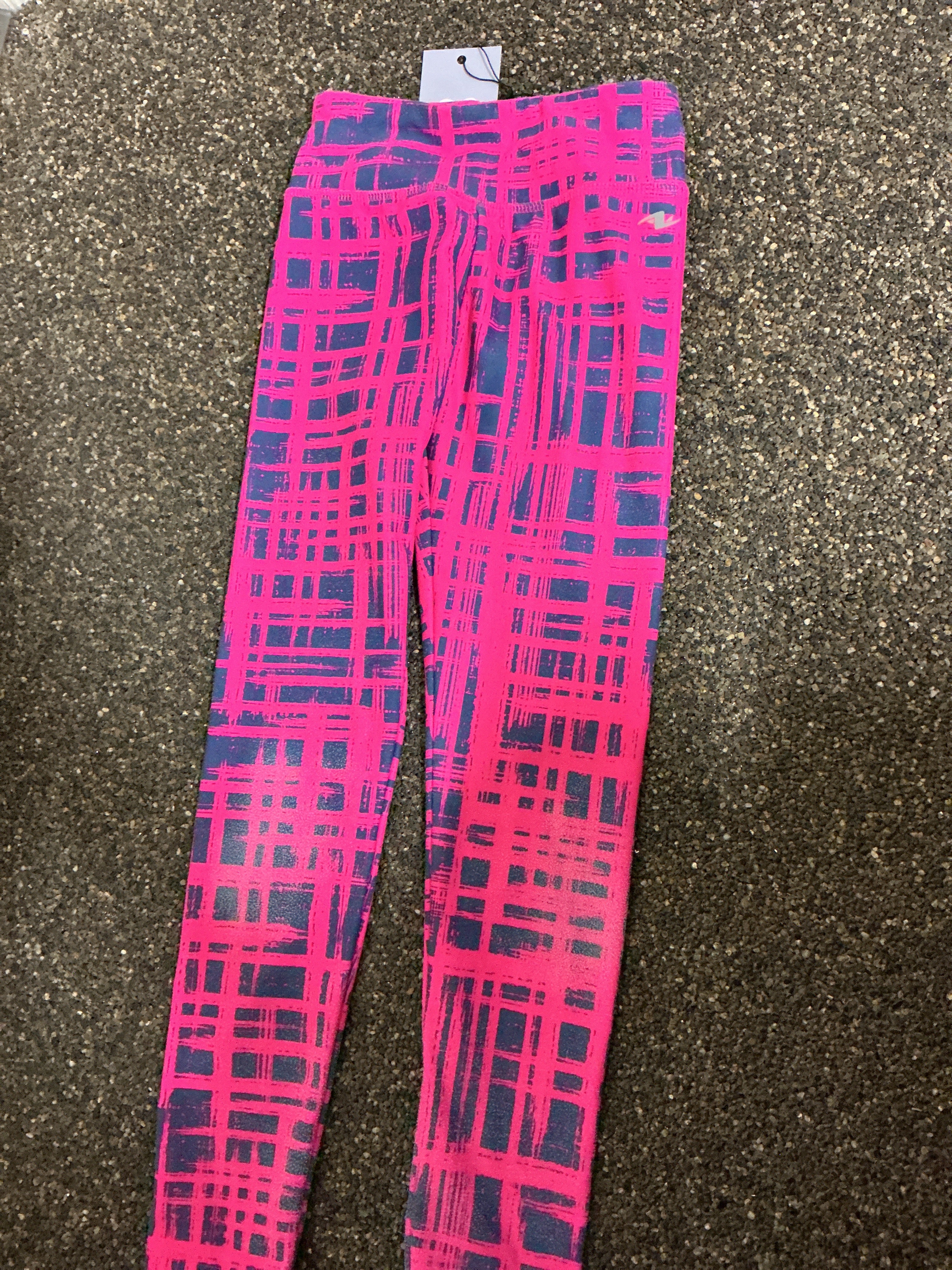 Athletic Works pink plaid leggings 7-8Y