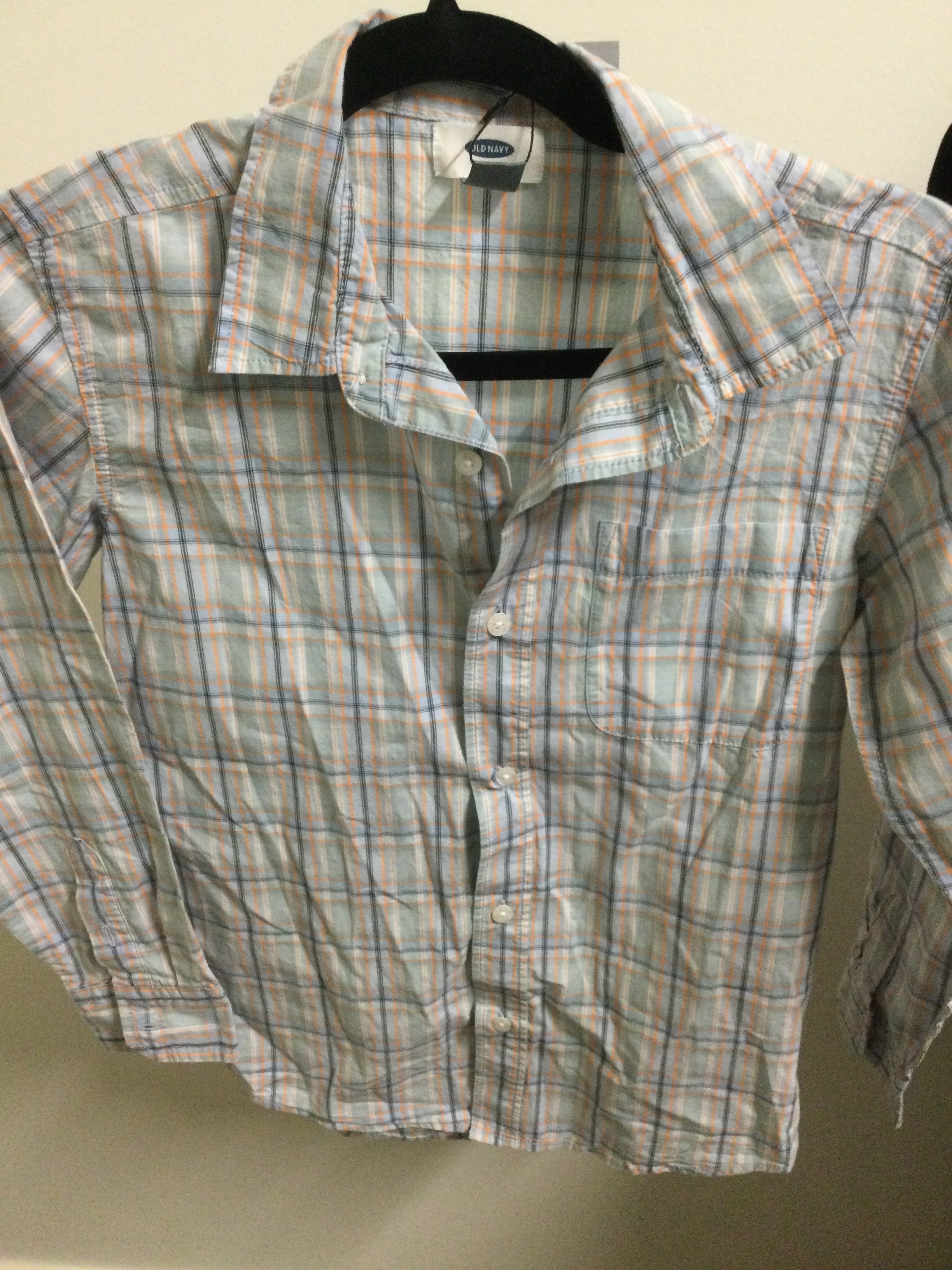 Old Navy orange plaid button up shirt 10/12