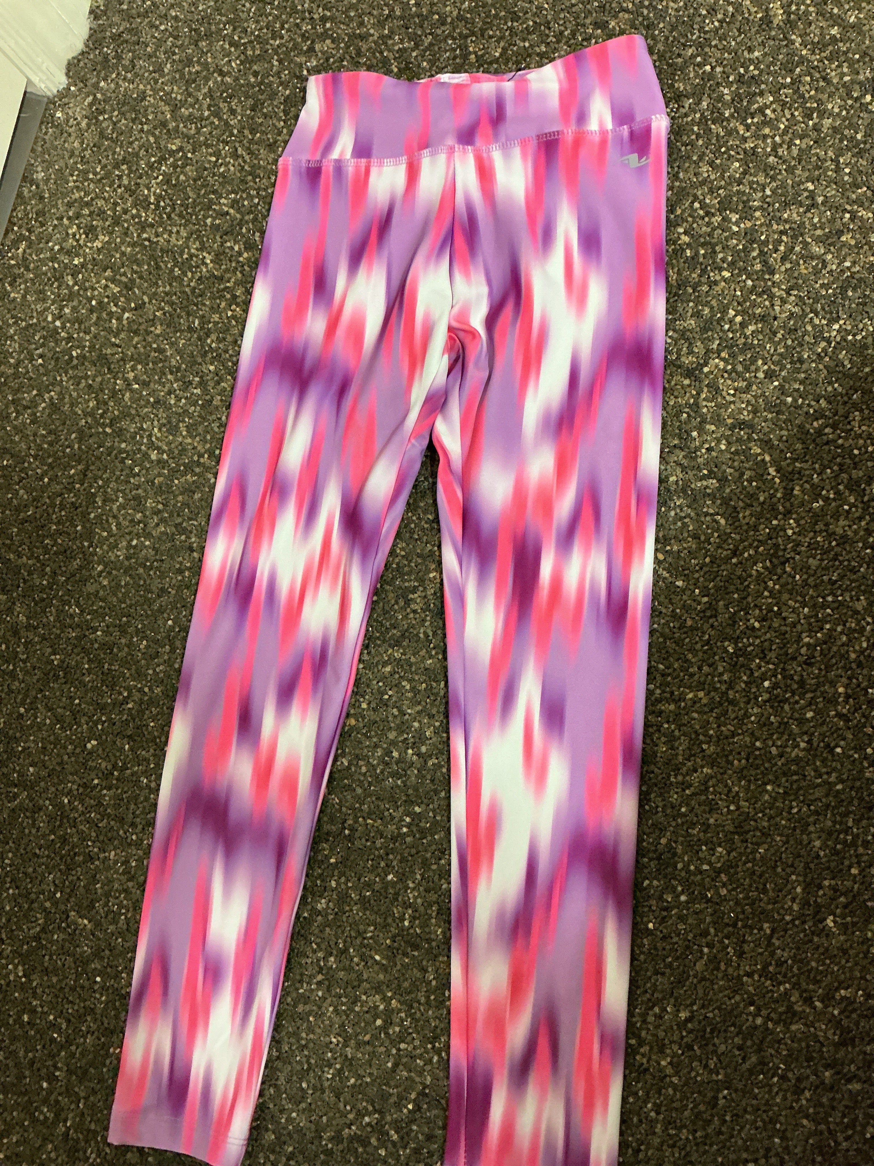 Athletic Works pink/purple smudge leggings 7-8Y
