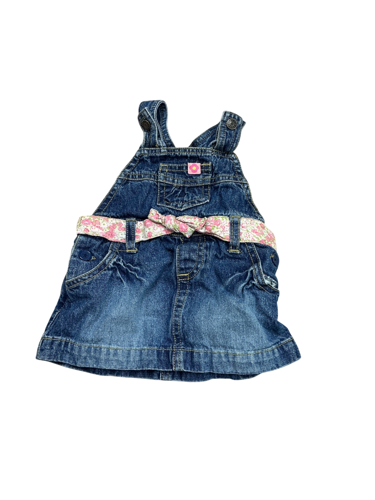 Joe Fresh Baby denim Dress 6-12M Blue/ pink floral