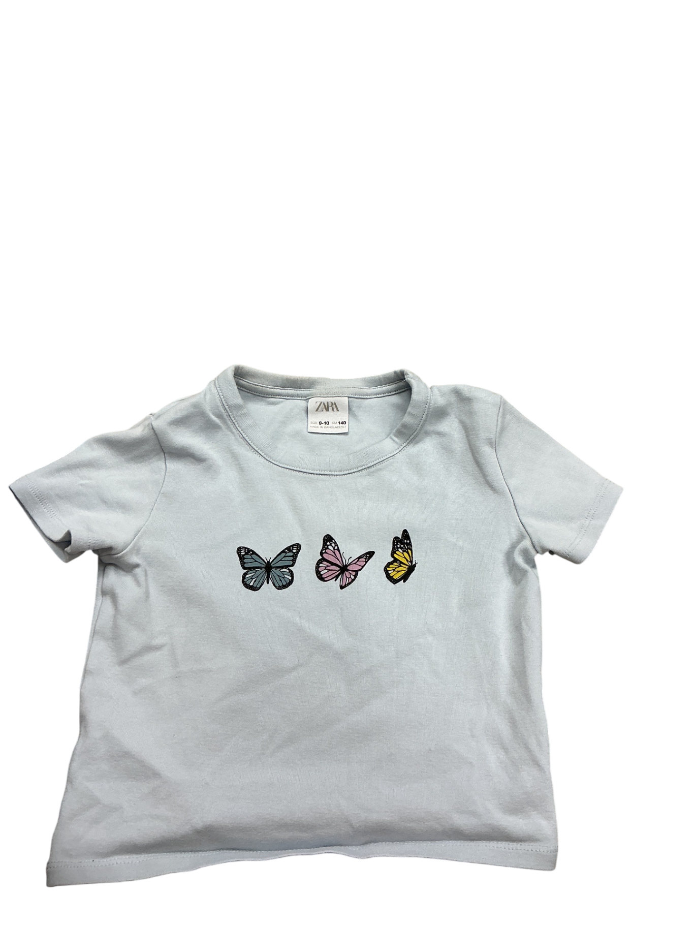 ZARA Tshirt 9-10Y Light blue butterflies