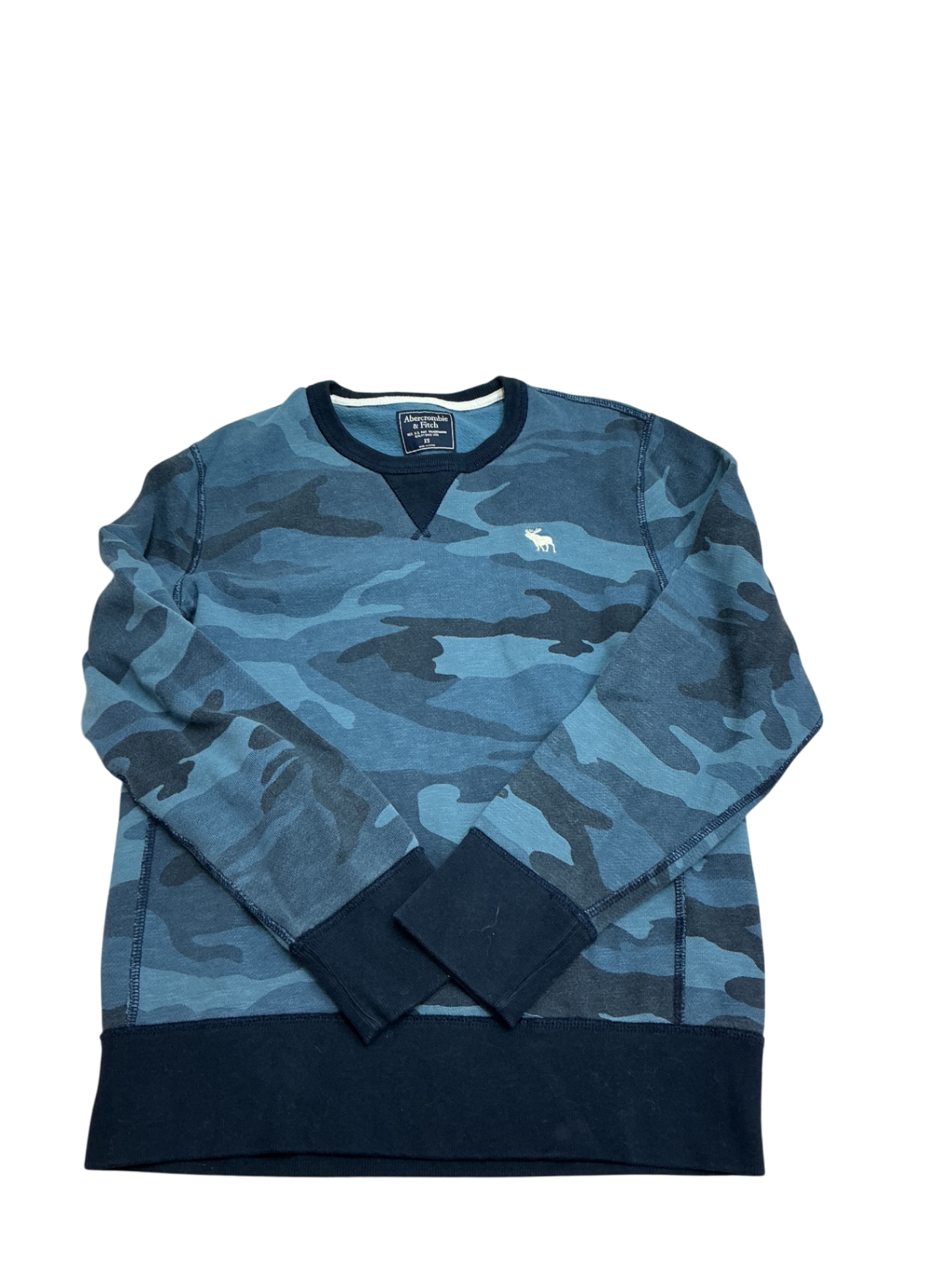 Abercrombie & Fitch Sweater Men’s XS Blue camo pattern with navy accents