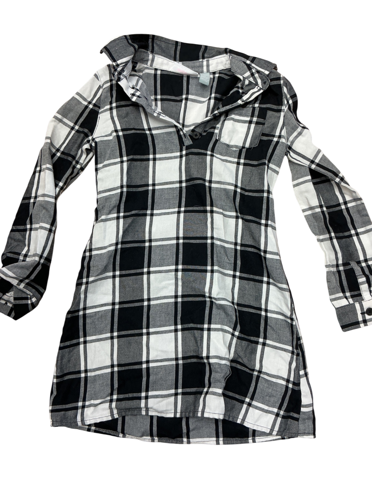 The Children's Place Dress 5-6Y Black, White, Gray Plaid