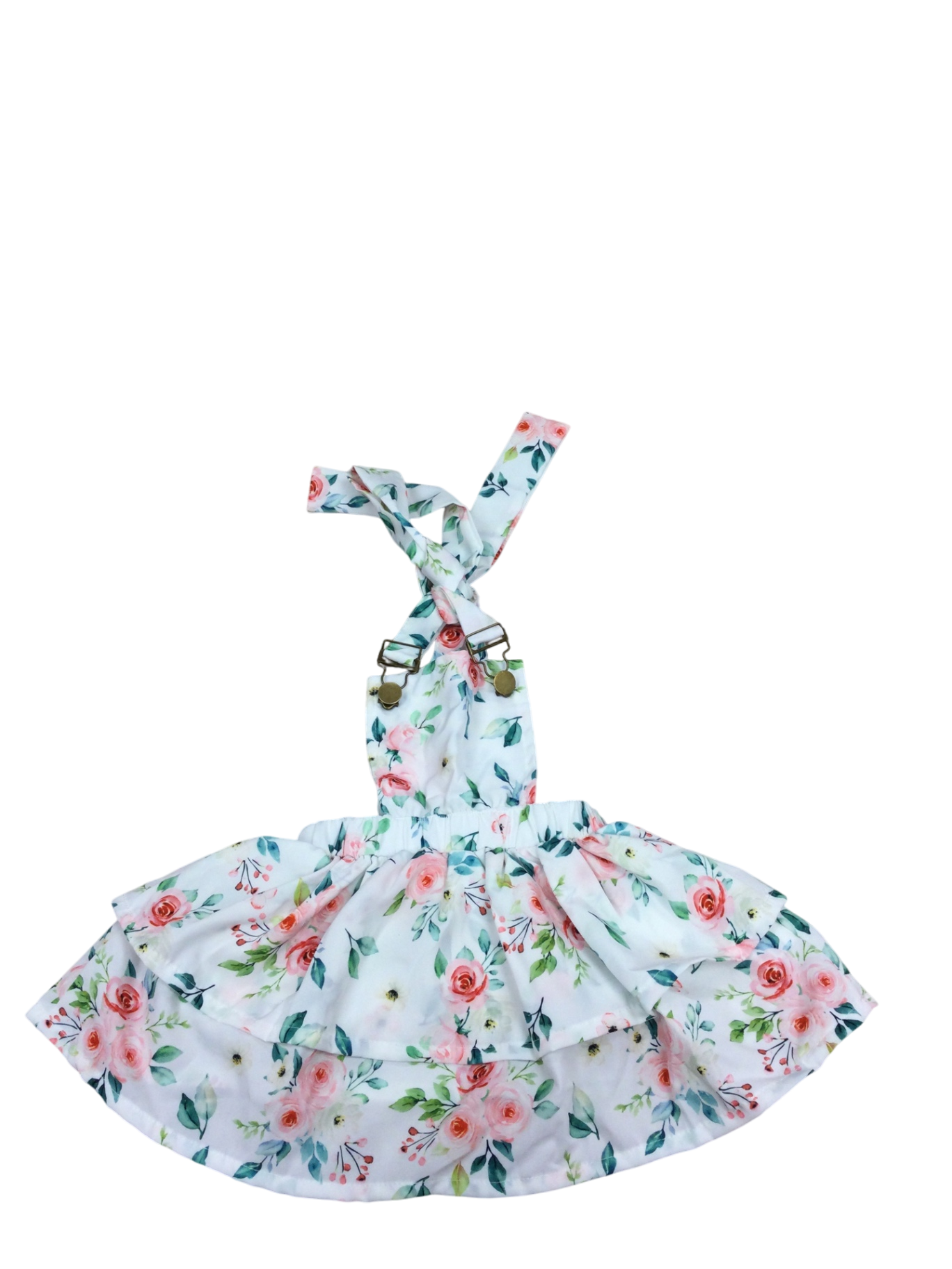 Unknown Baby Dress 6-12M White with pink and green floral pattern
