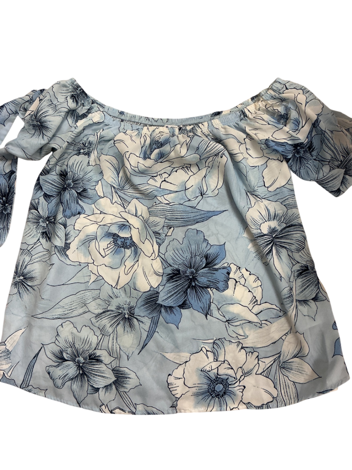 Ardene Womens Top Womens small Light blue and navy floral