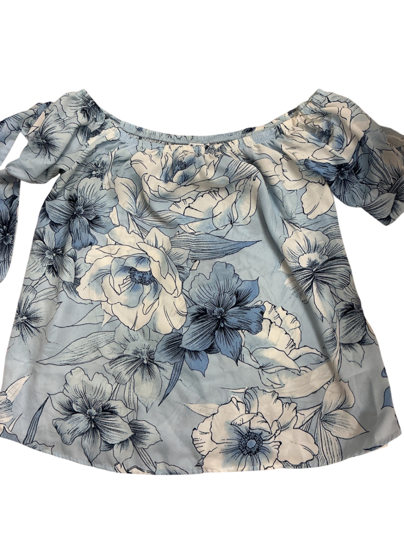 Ardene Womens Top Womens small Light blue and navy floral