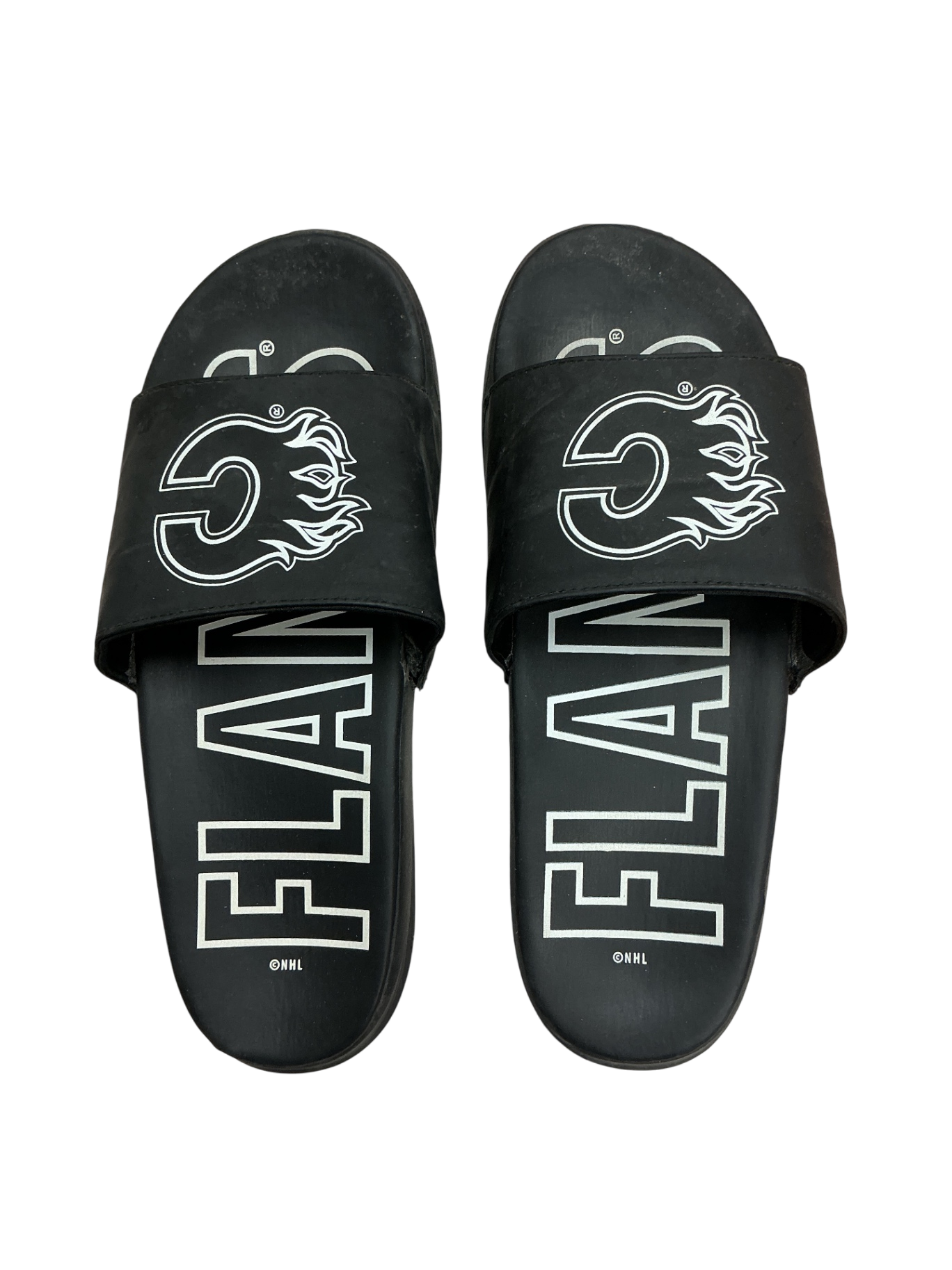NHL (National Hockey League) Flip Flops Large Black and White