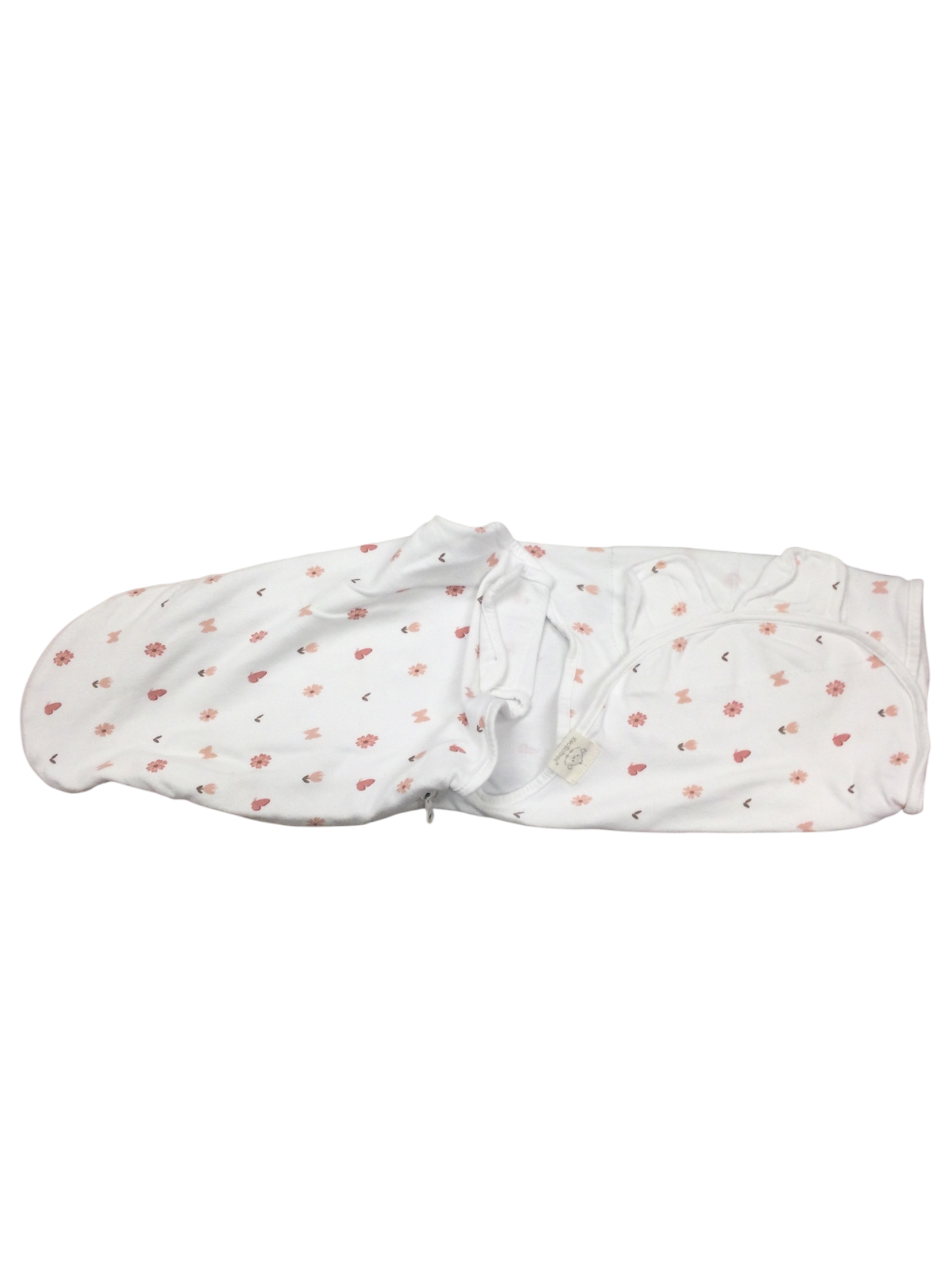 Keababies Baby SwaddleMe Sleepsack 3-6M White with pink