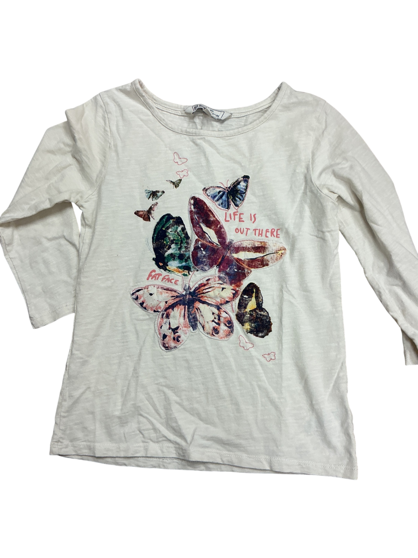 Fat Face Longsleeve 8-9Y White Butterflies