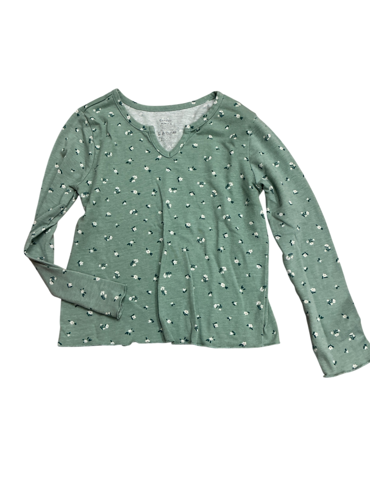 George Longsleeve 7-8Y Green with Flowers