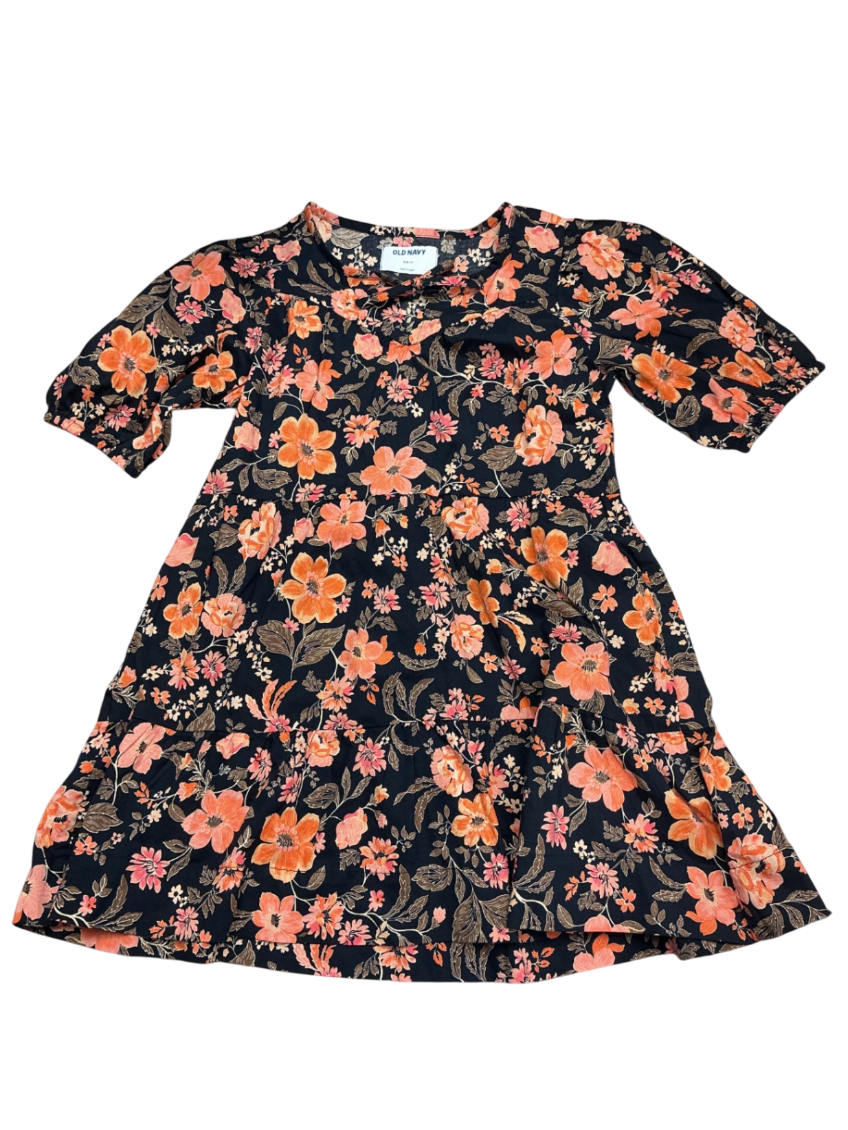 Old Navy Dress 6-7Y Black, orange, pink floral