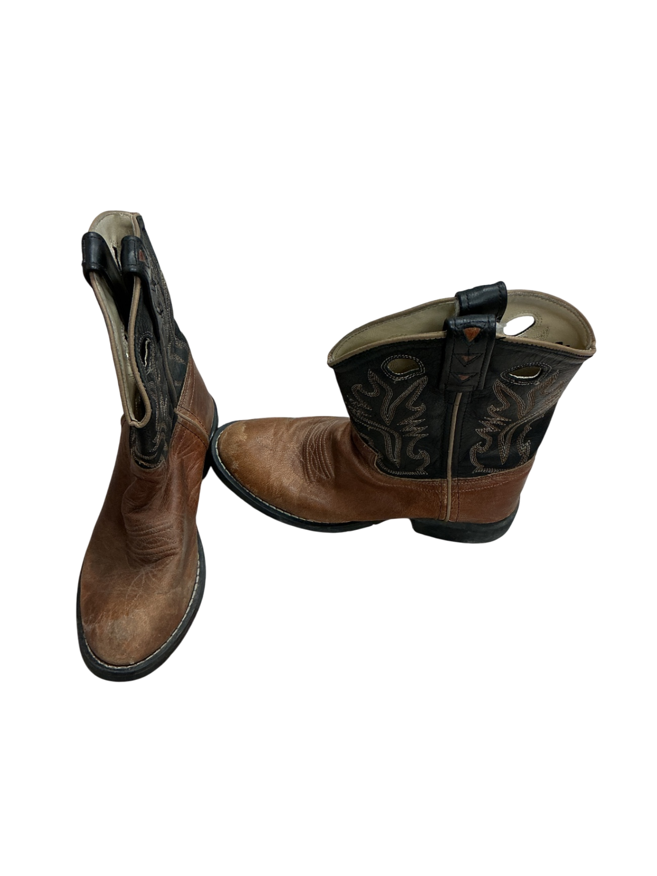 Old West Girl Cowboy Boots Brown and Black 2Y