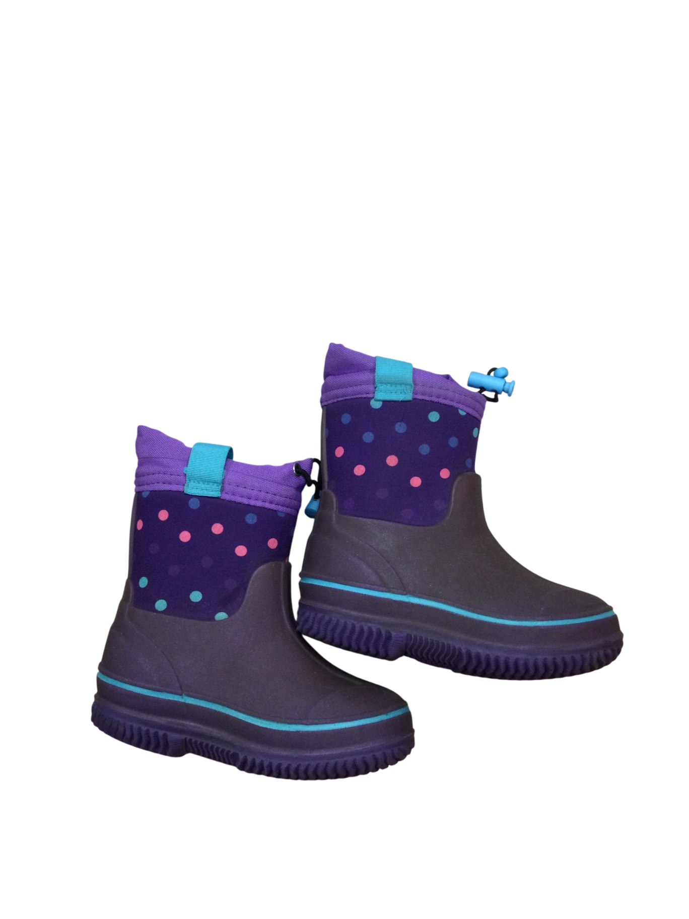 Elements Winter Boots 8C Purple with pink, blue, and teal dots