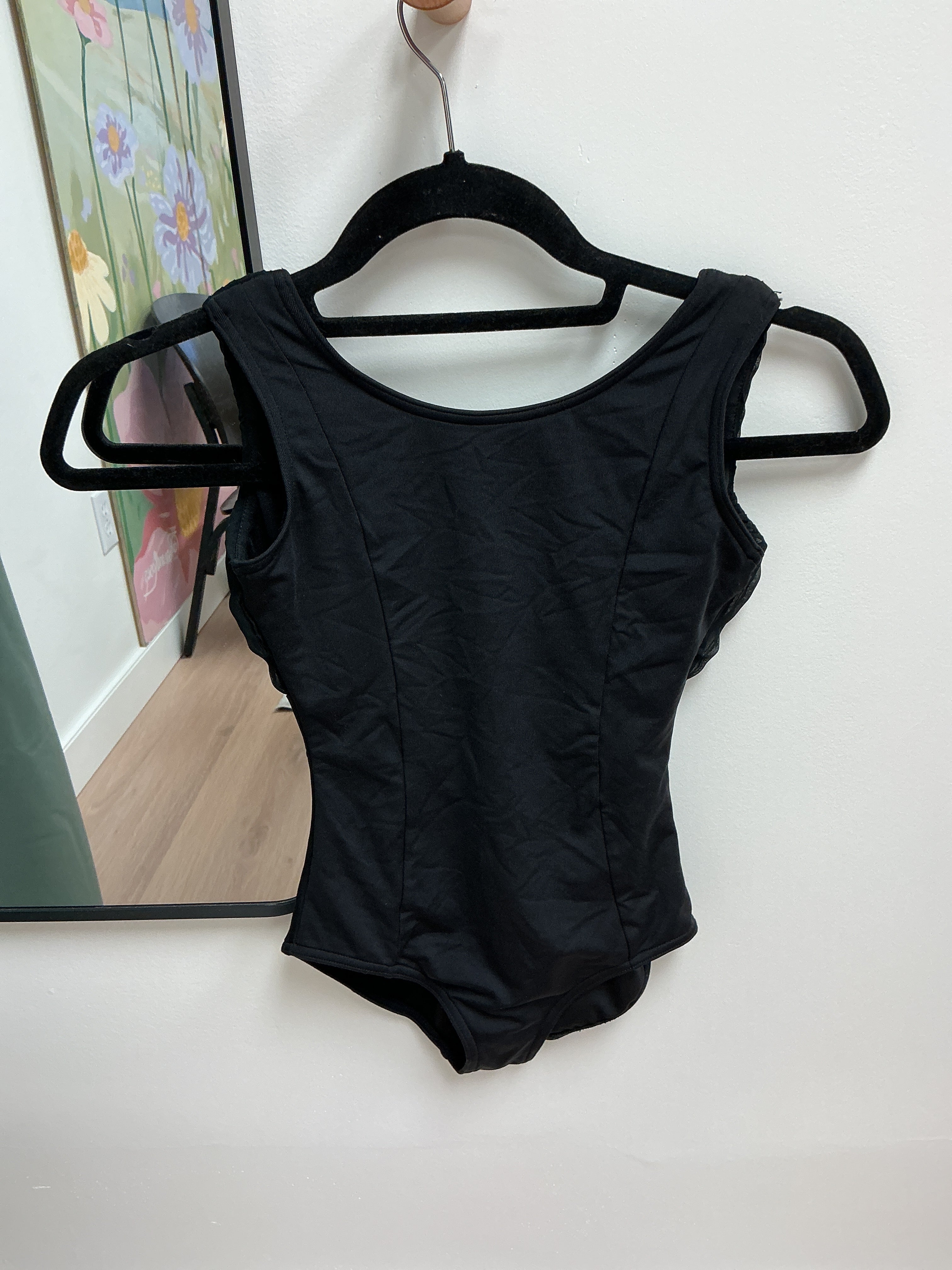 Capezio black bow dance bodysuit size youth medium