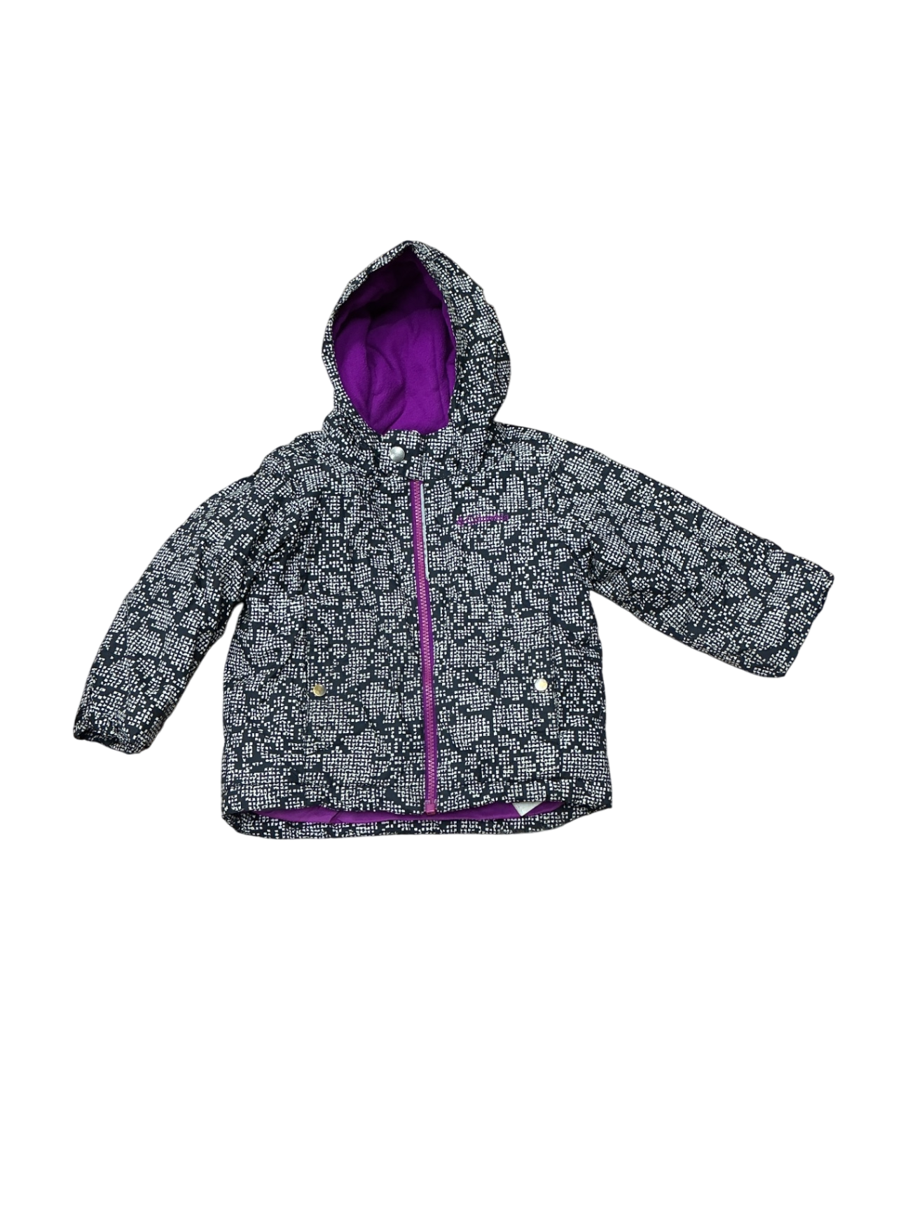 Columbia Winter Jacket 3T Black and white with purple lining