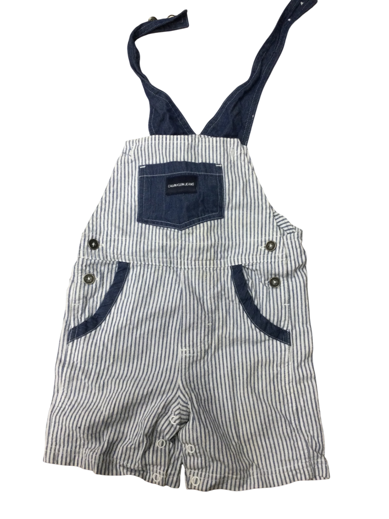 Calvin Klein Jeans Baby Overalls 18M White with stripes