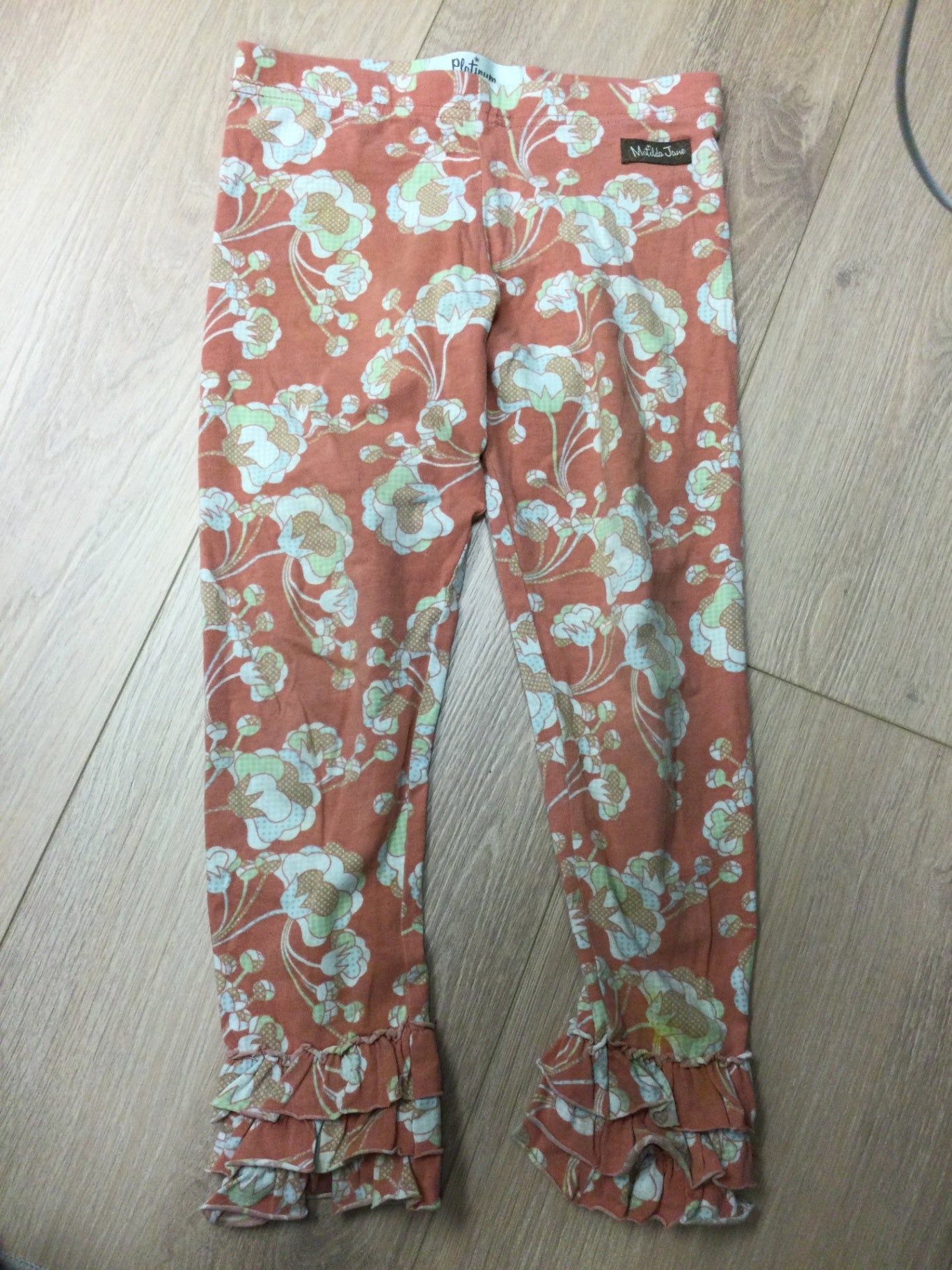 Matilda Jane pink floral leggings ruffle 6Y