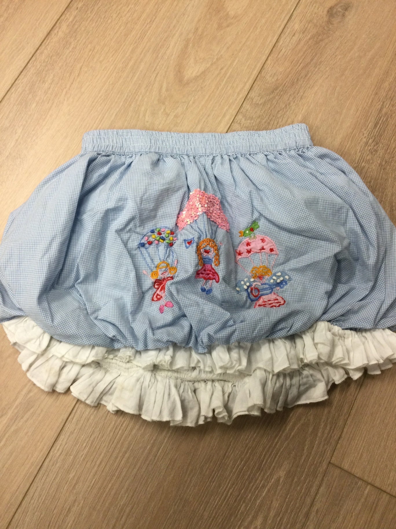 Oilily blue plaid 3 parachutes skirt 3Y