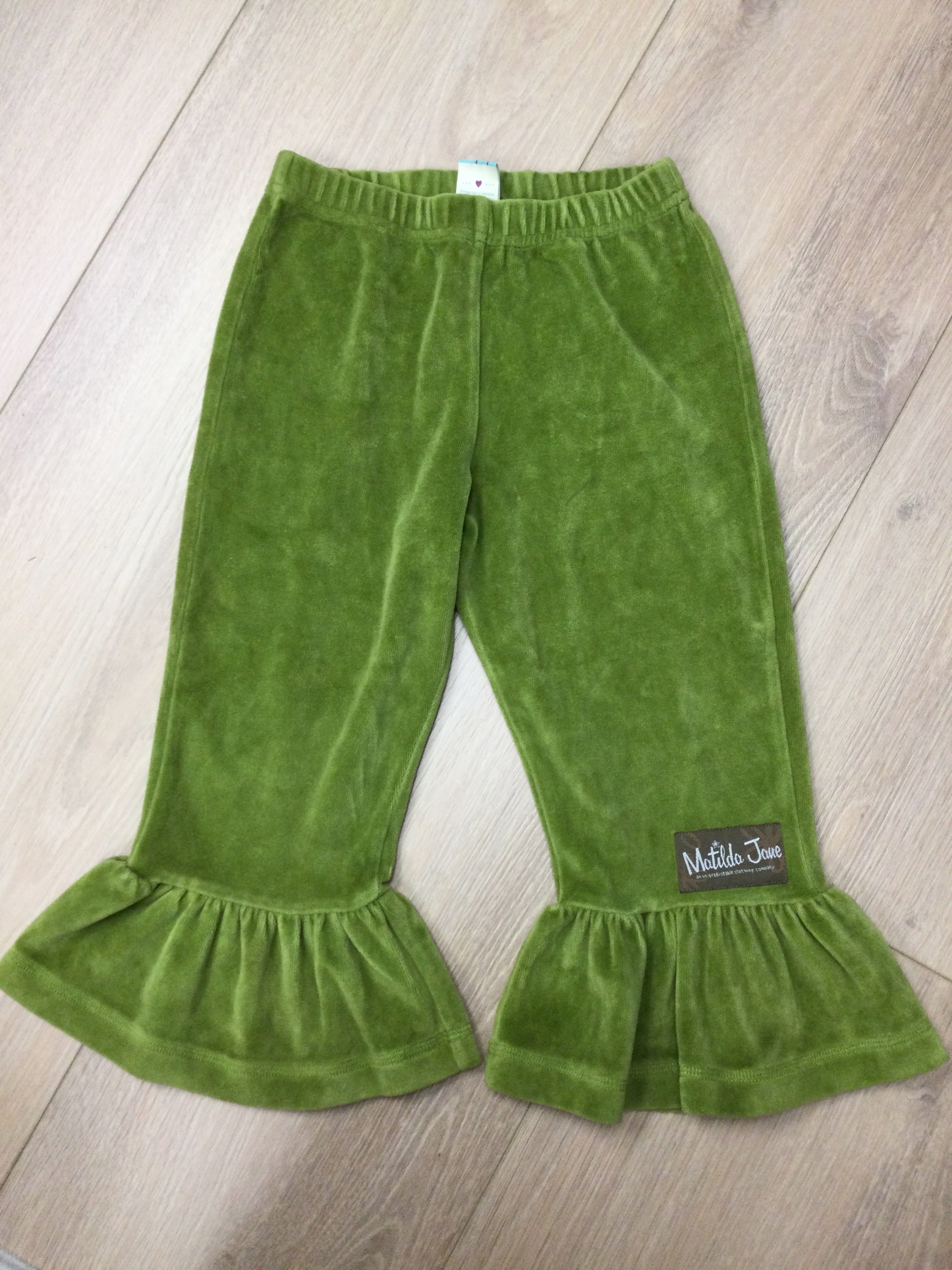 Matilda Jane green velvet flare bottom pants 4Y