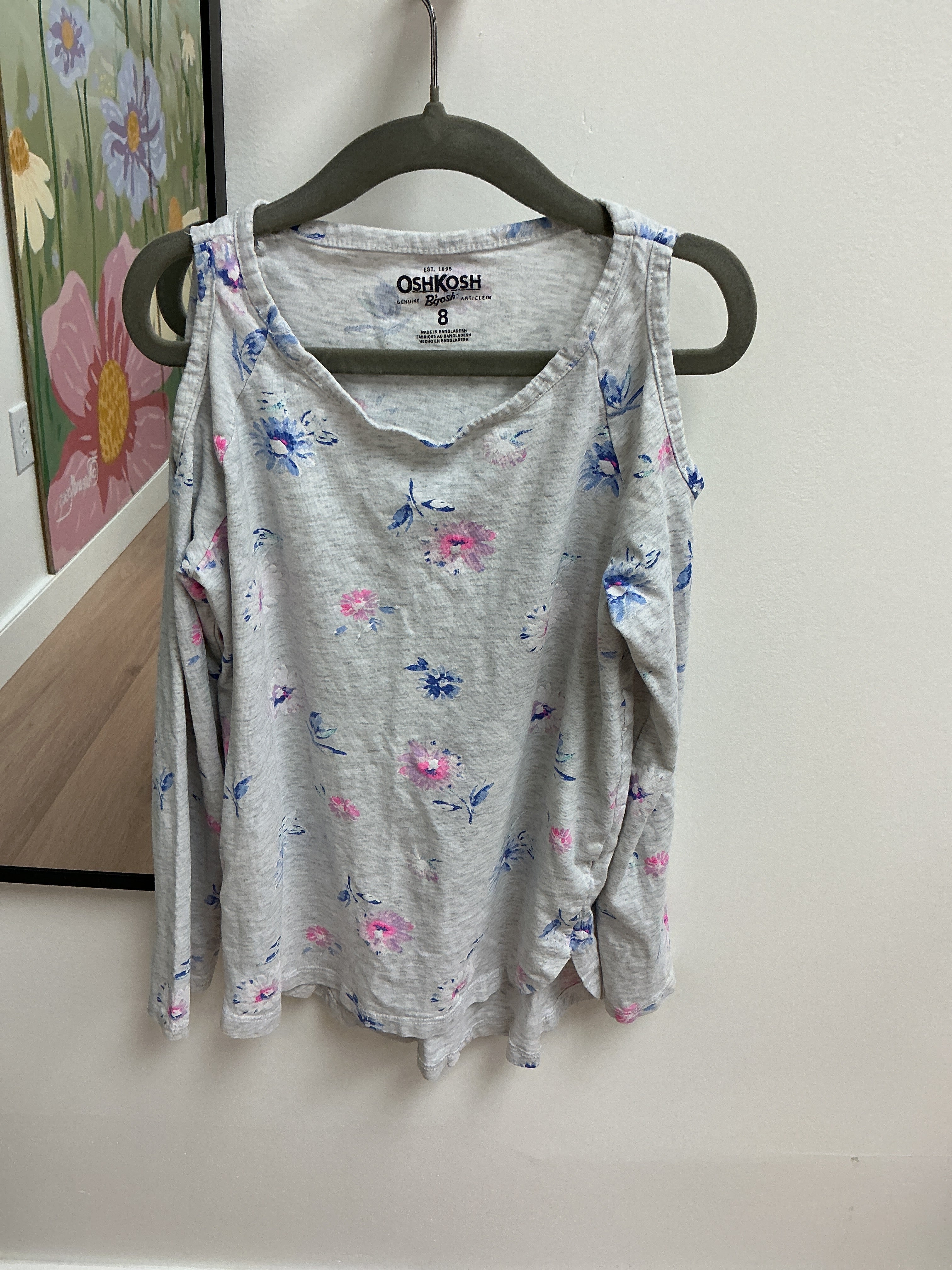 Oshkosh grey flower long sleeve 8