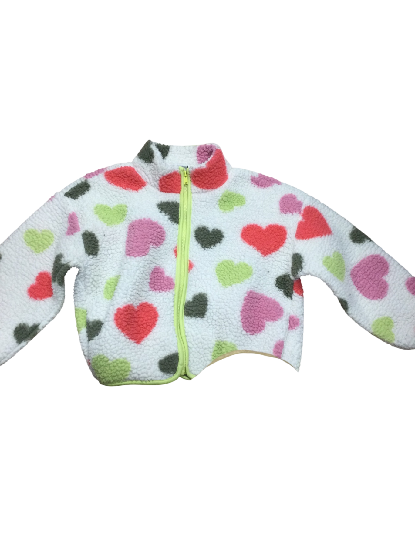 Old Navy Fuzzy Sweater 6-7Y White with multicolor hearts