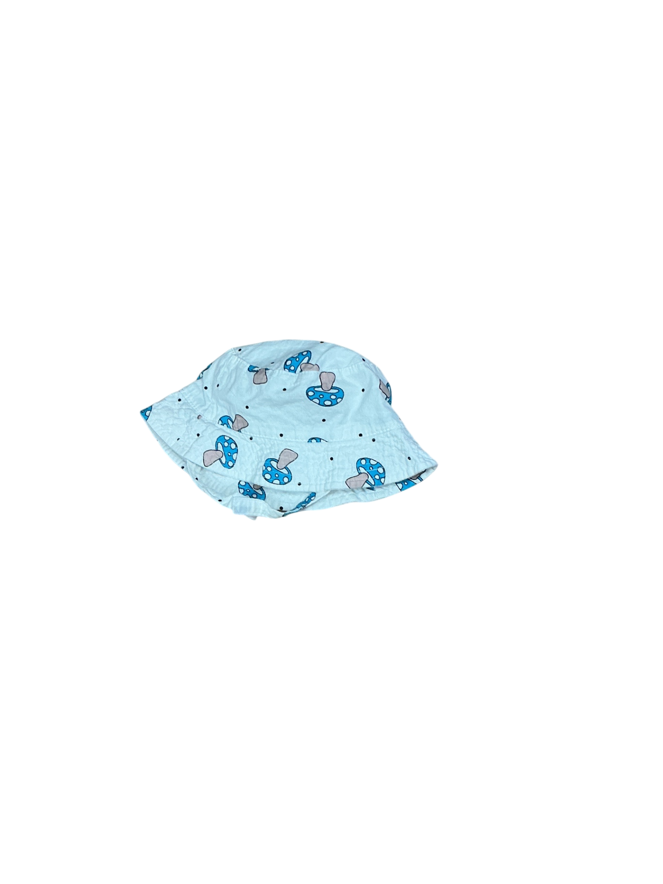 Bucket Hat White with blue mushrooms