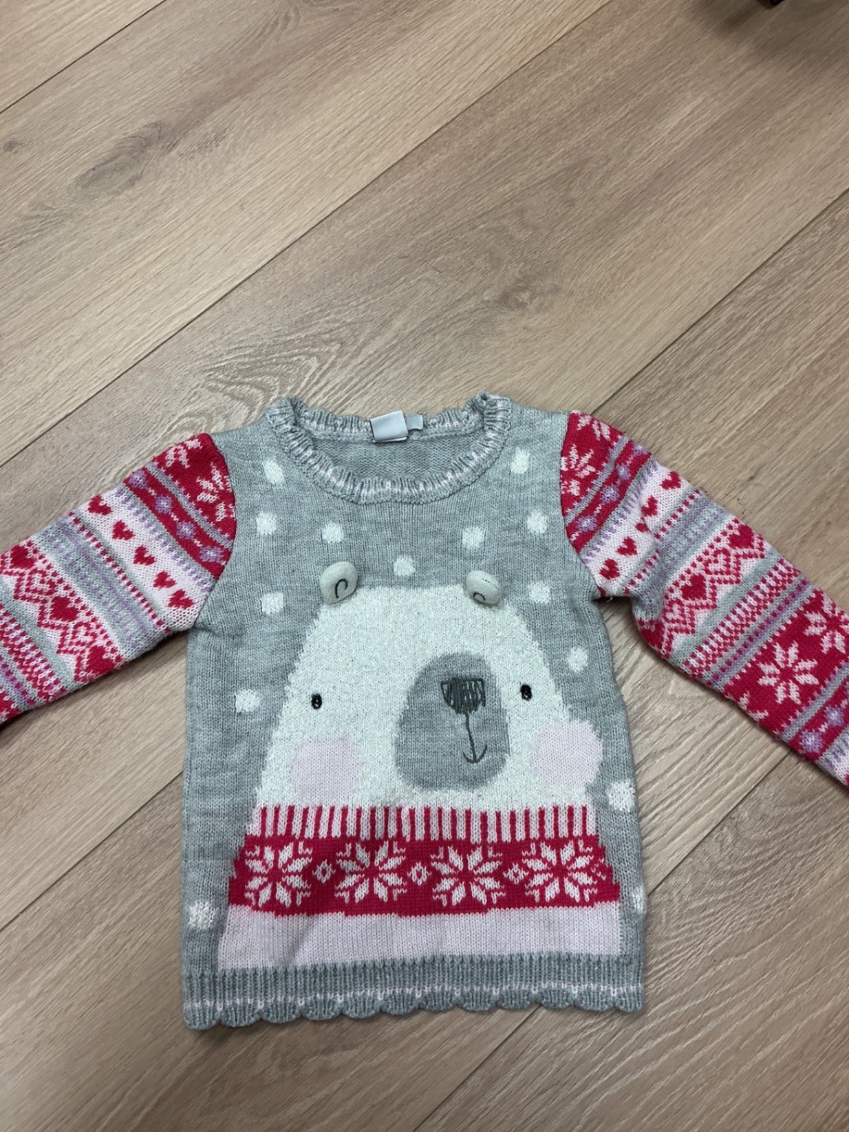 Mini Club Sweater 2-3T Gray, Red, White, Pink