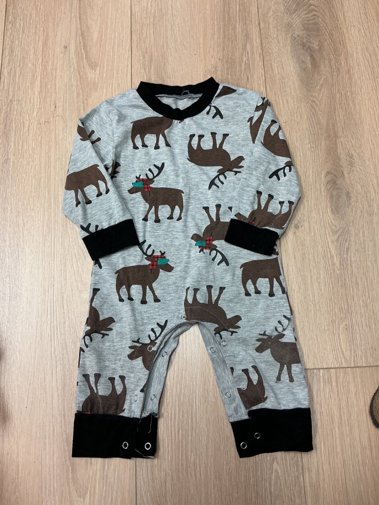 One piece 24M Gray and Black with reindeer