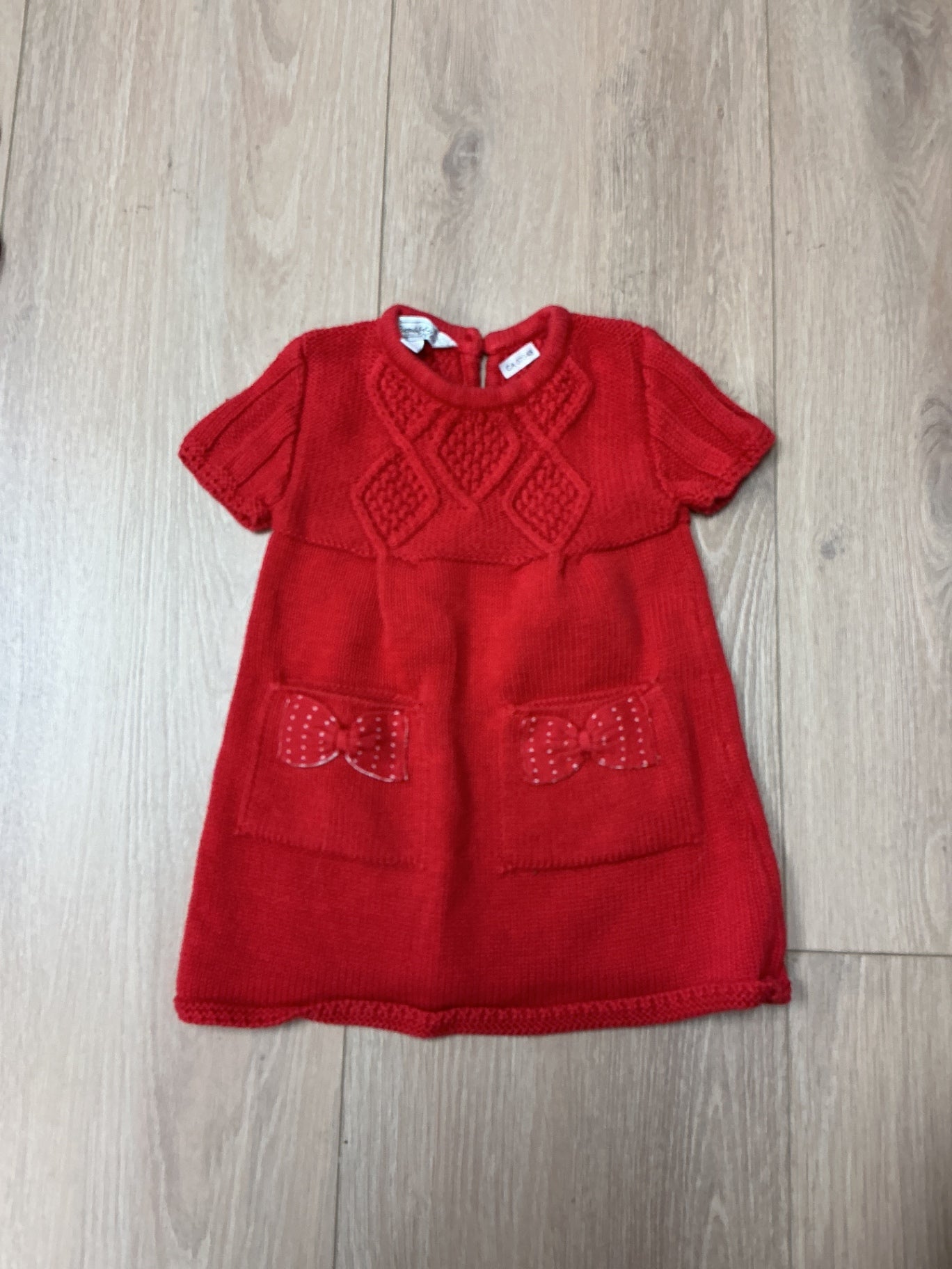 Pippa & Julie Dress 18M Red knit w bows