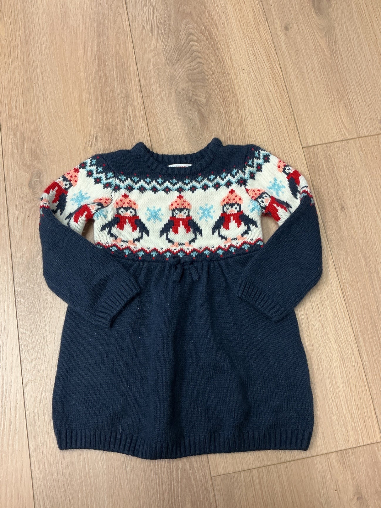 Joe fresh Dress 2 Navy Blue knit penguins
