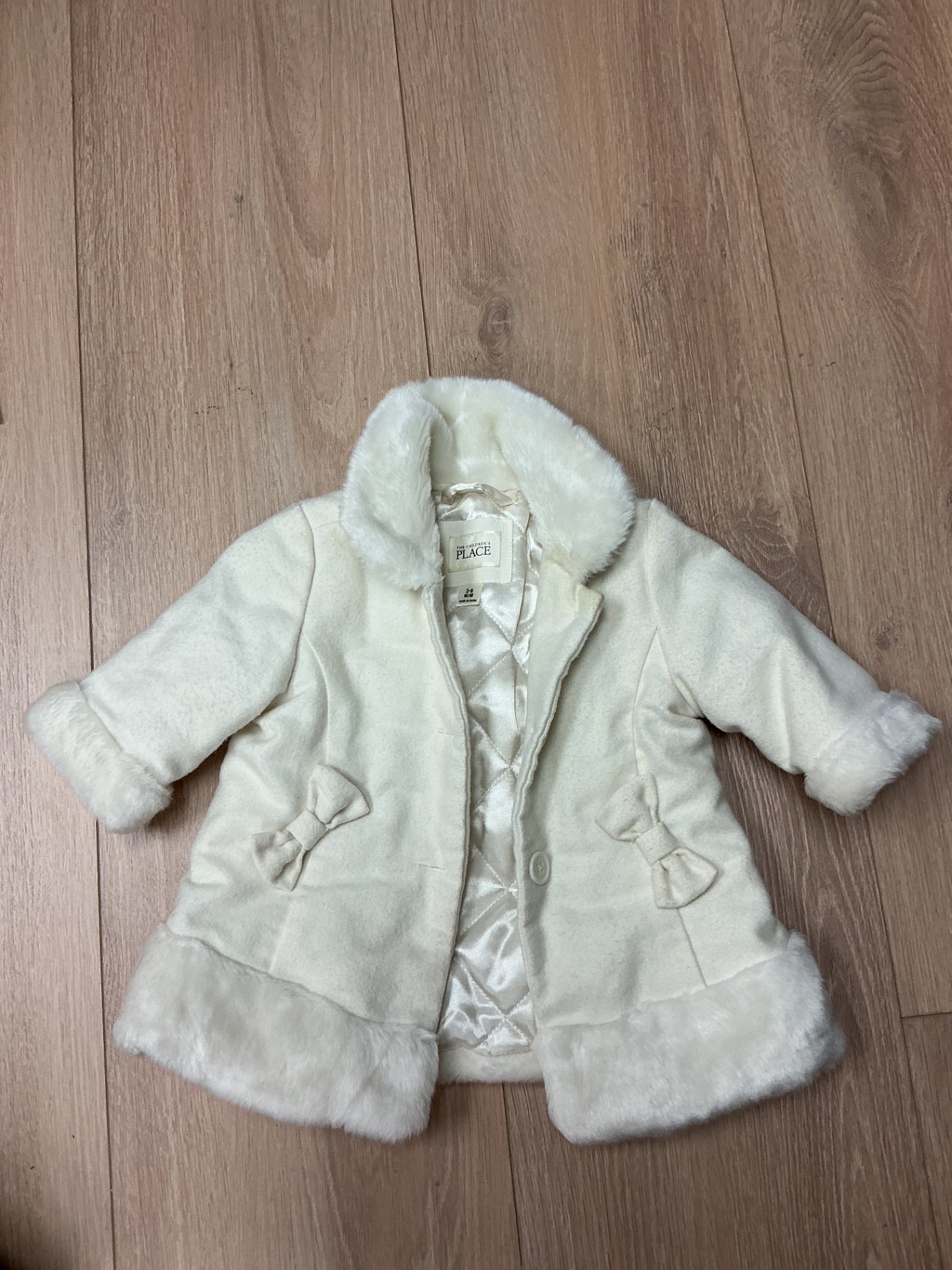 Childrens Place Jacket 3-6M Cream faux fur