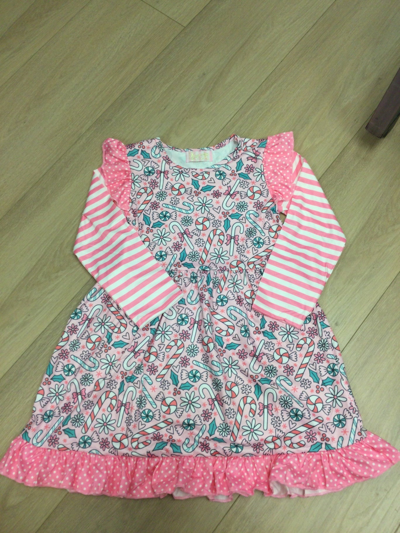 Kryssi Kouture Dress 8-9Y Pink candy canes
