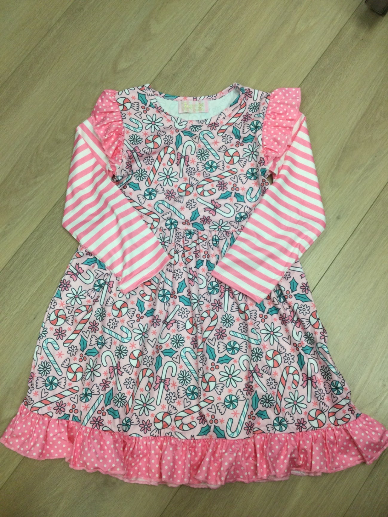 Kryssi Kouture Dress 7-8Y Pink candy canes