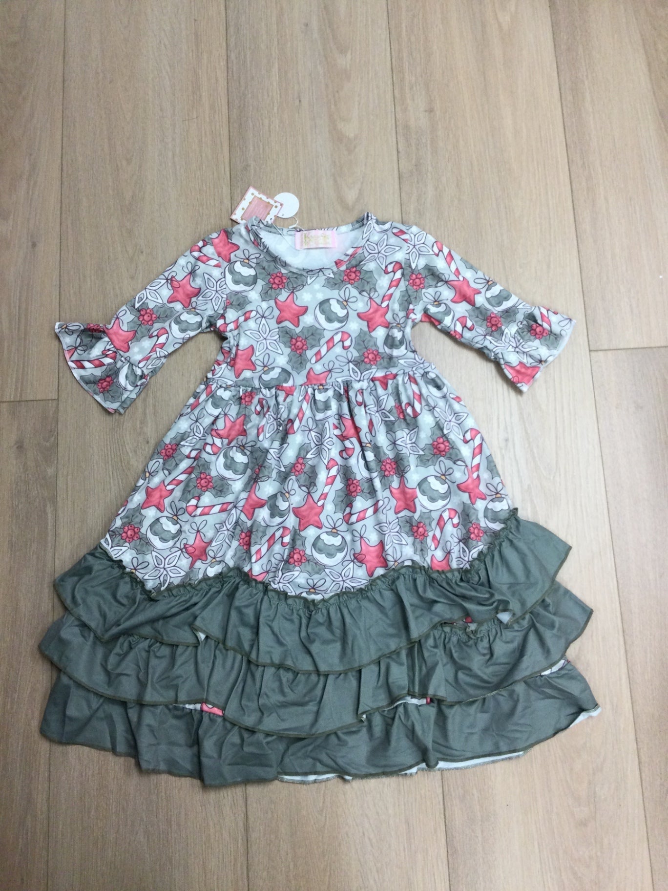 Kryssi Kouture Dress 4-5T Green with candy canes