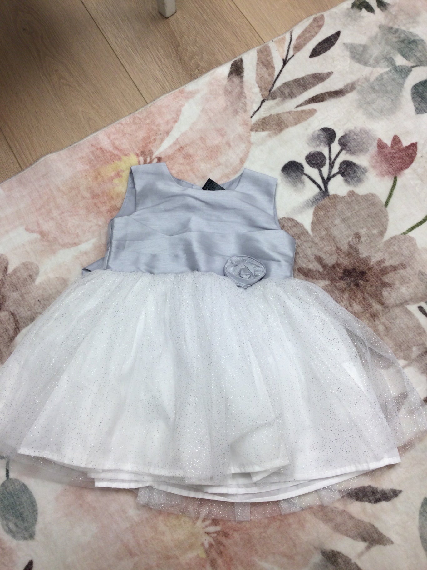 George Baby Dress 3 Light Gray and White