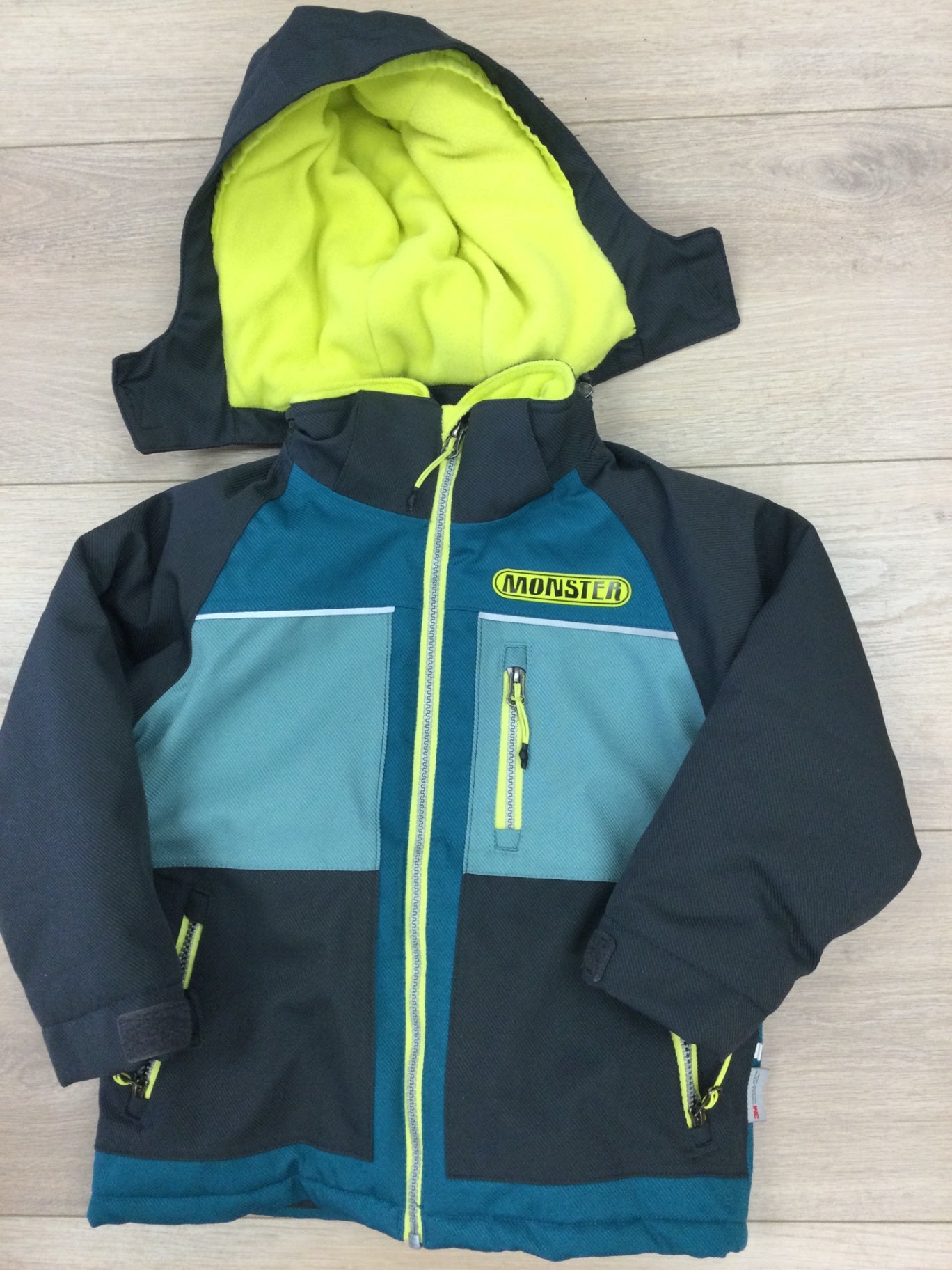 Monster Winter Jacket 5Y Blue, black, neon yellow