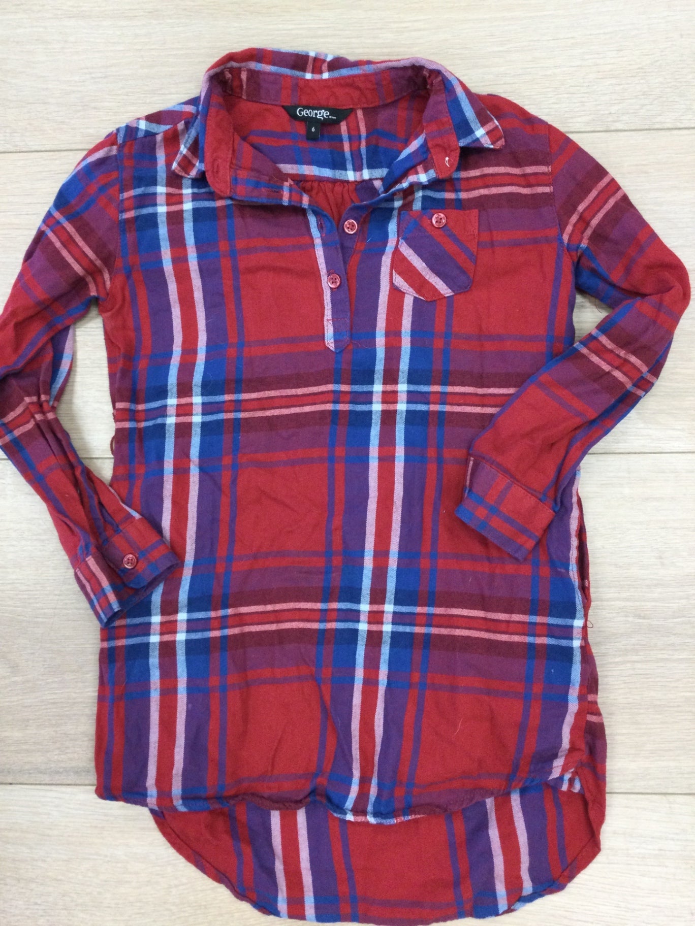 George Dress 6Y Red, blue, and purple