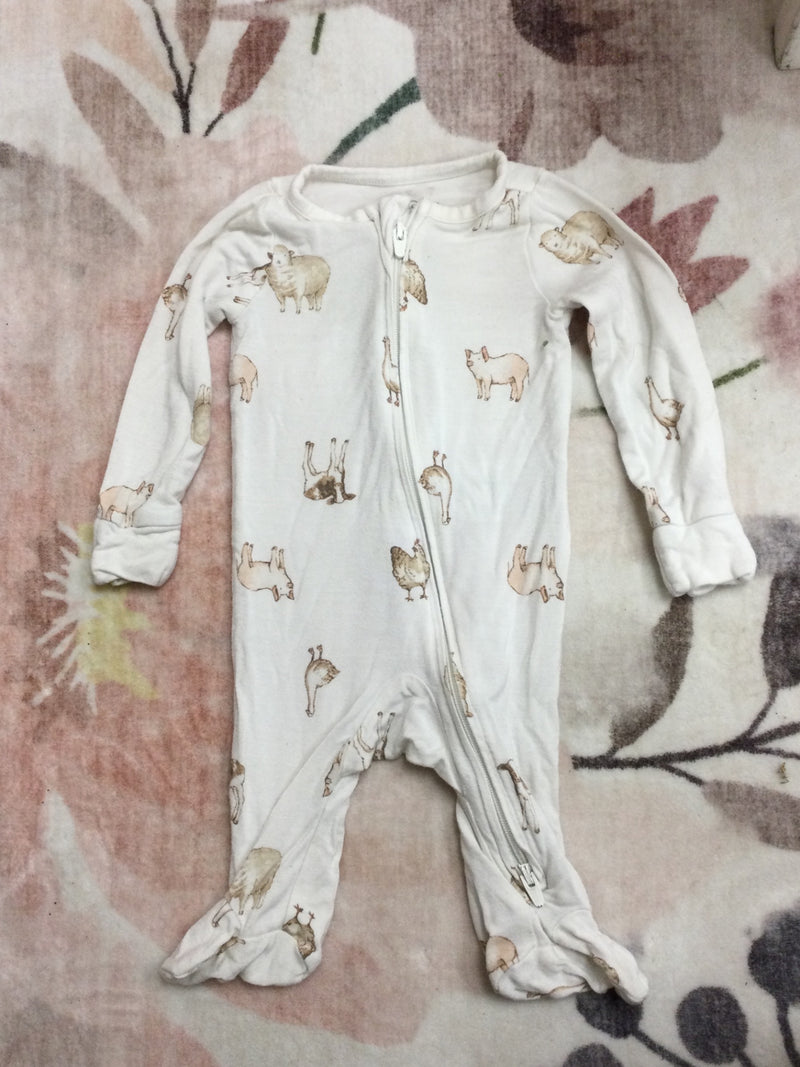Carters Sleeper 0M White W farm animals