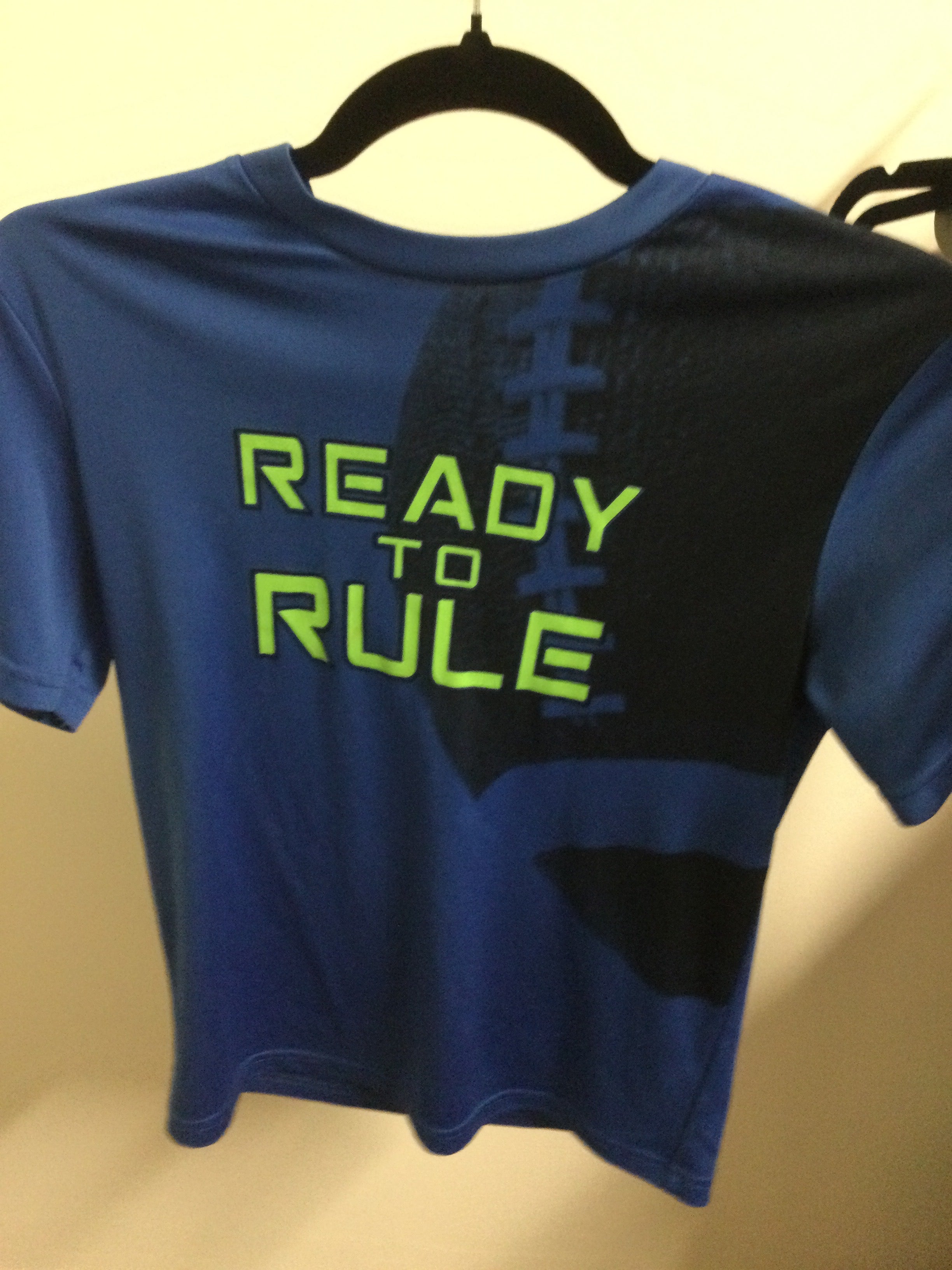 Athletic Works blue football rule Tshirt size 10/12