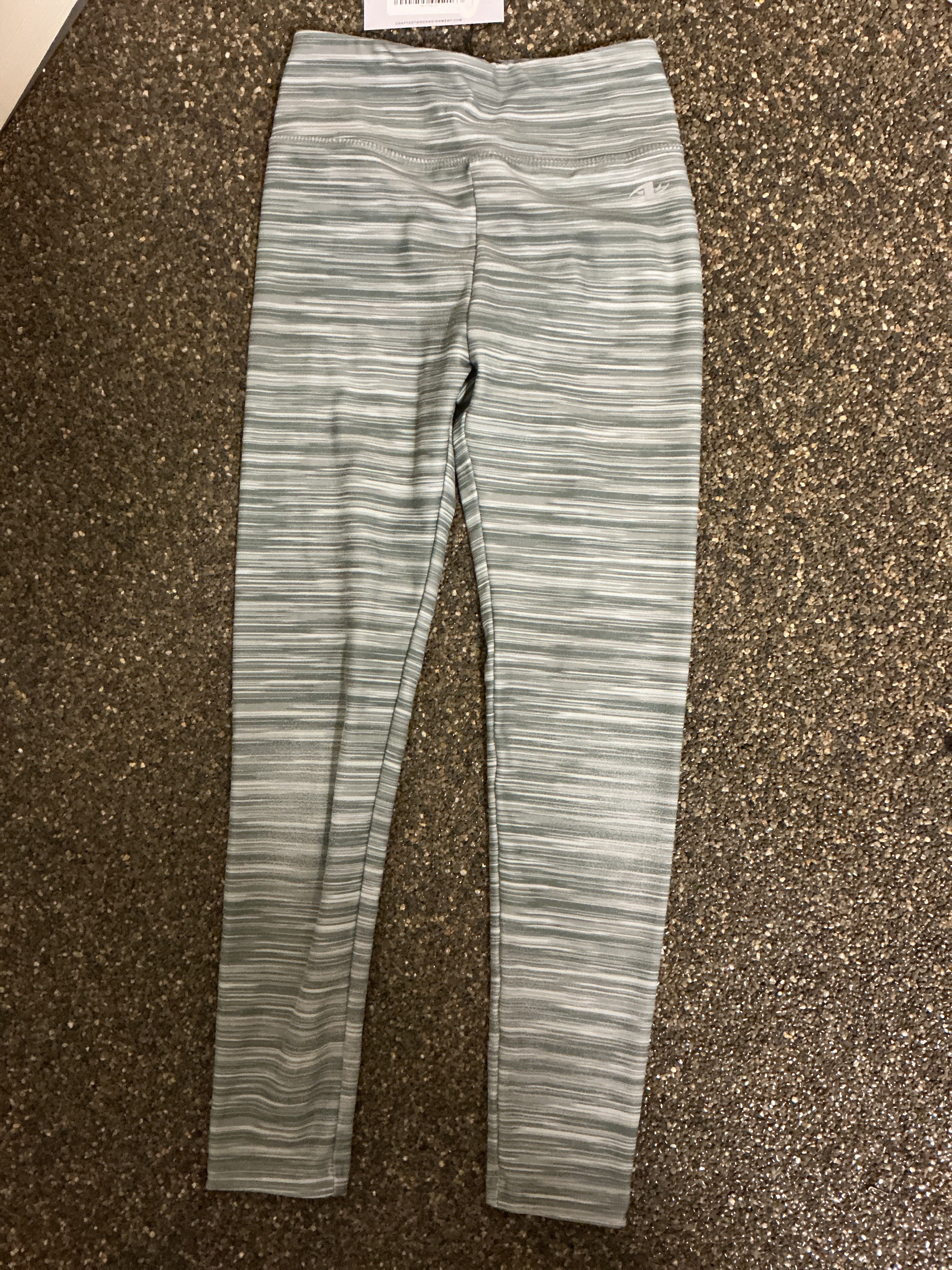 Athletic Works grey striped leggings 7-8Y