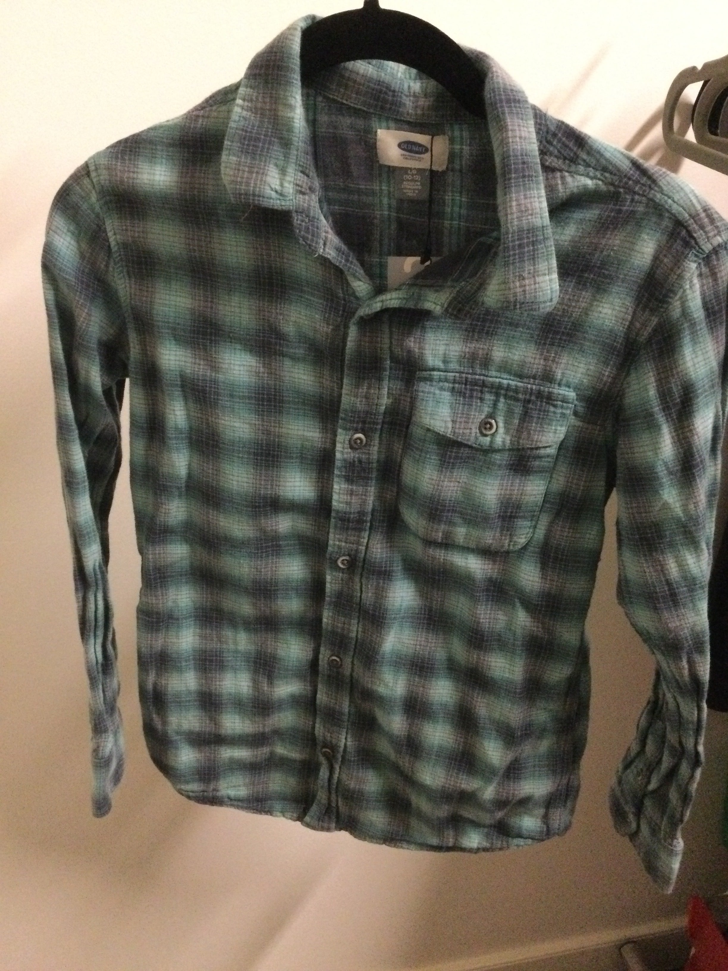 Old navy green flannel button shirt 10/12