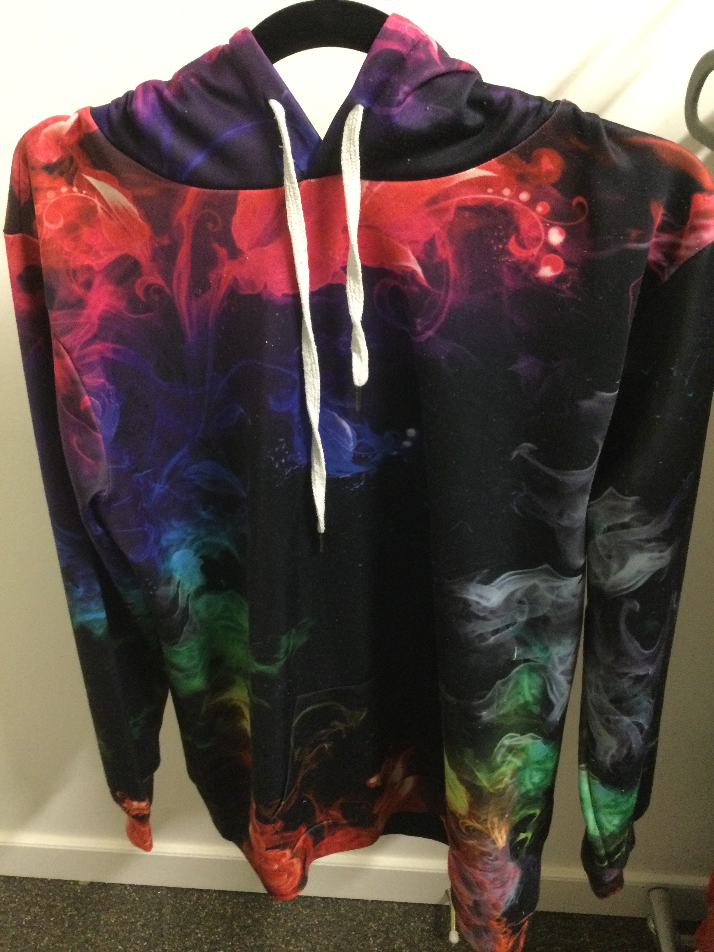 Black fire rainbow  hoodie size 14/16
