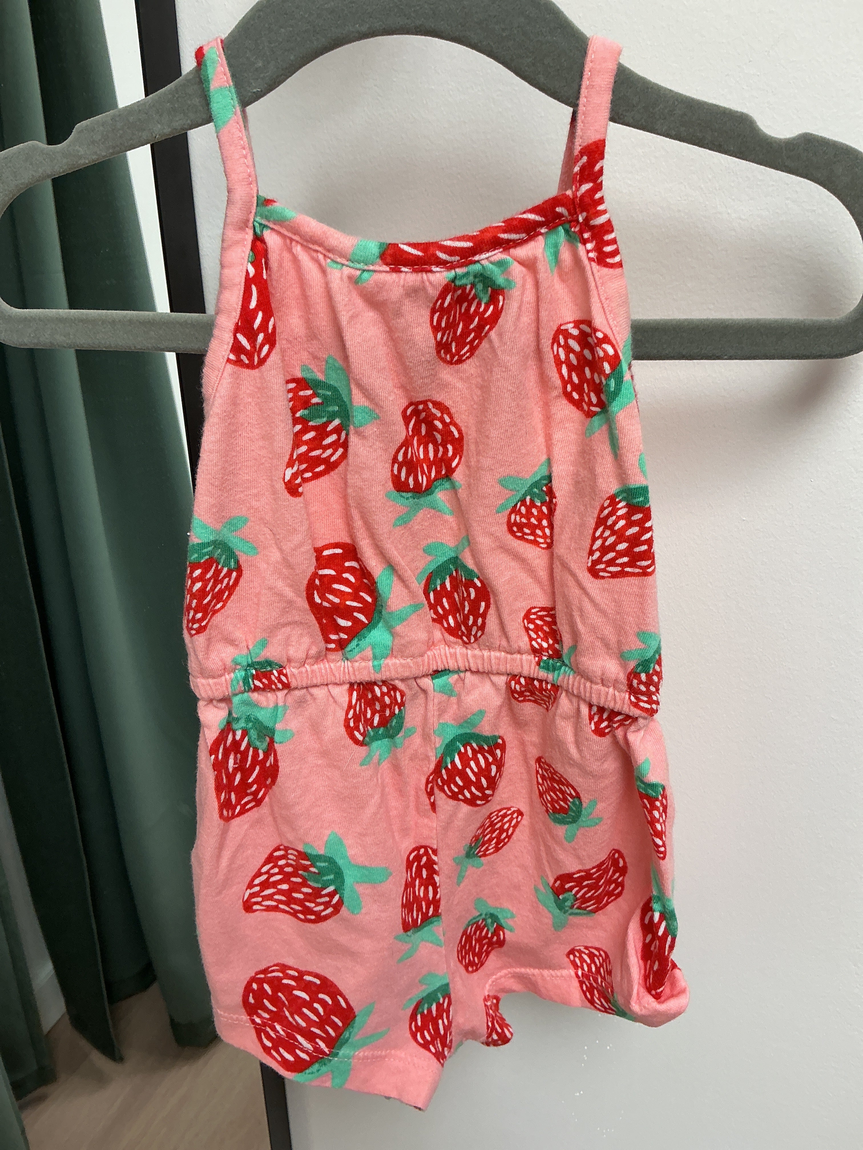 Old Navy pink strawberry romper 3-6M