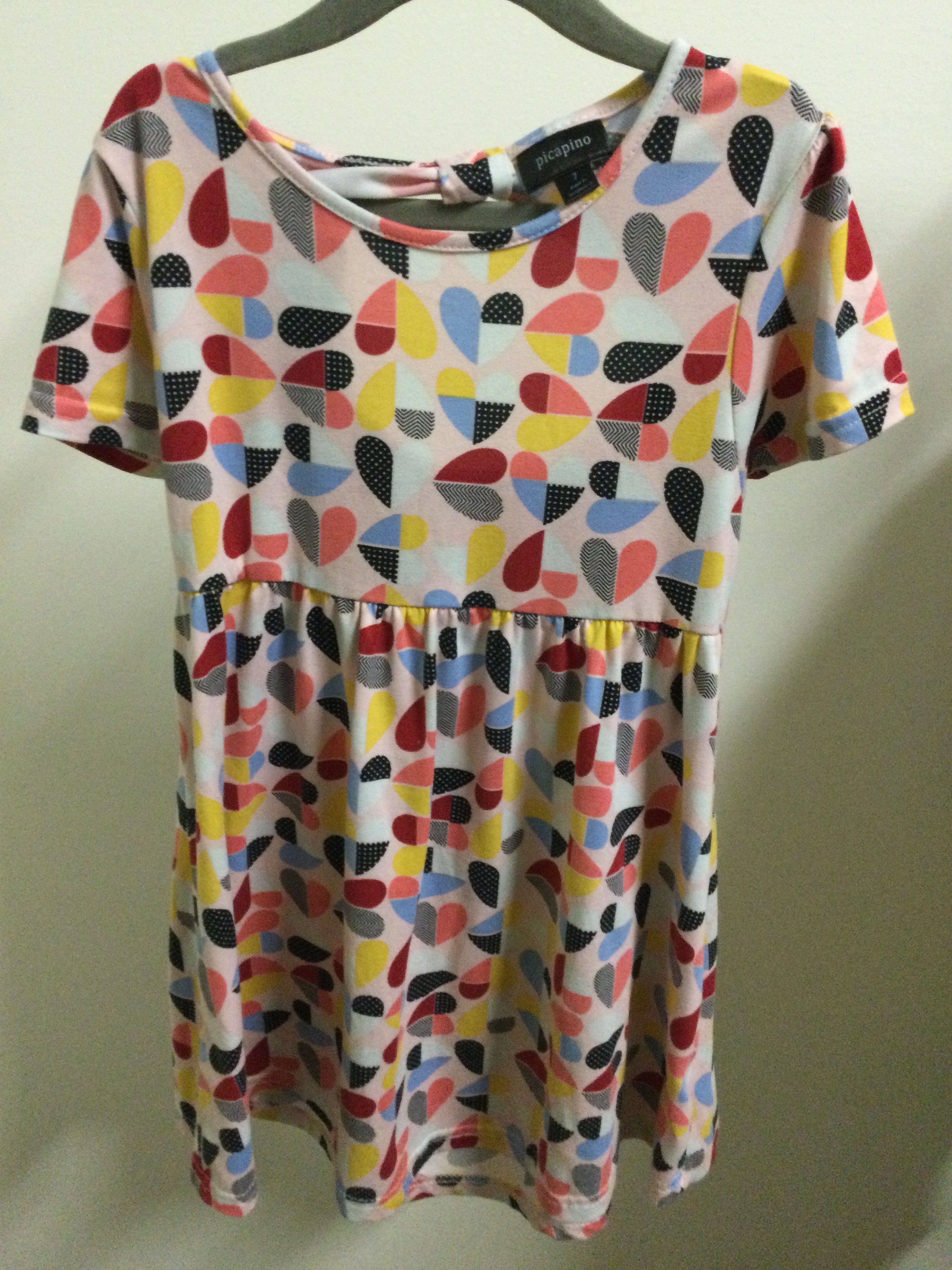 Picapino pink/coloured hearts dress 7Y