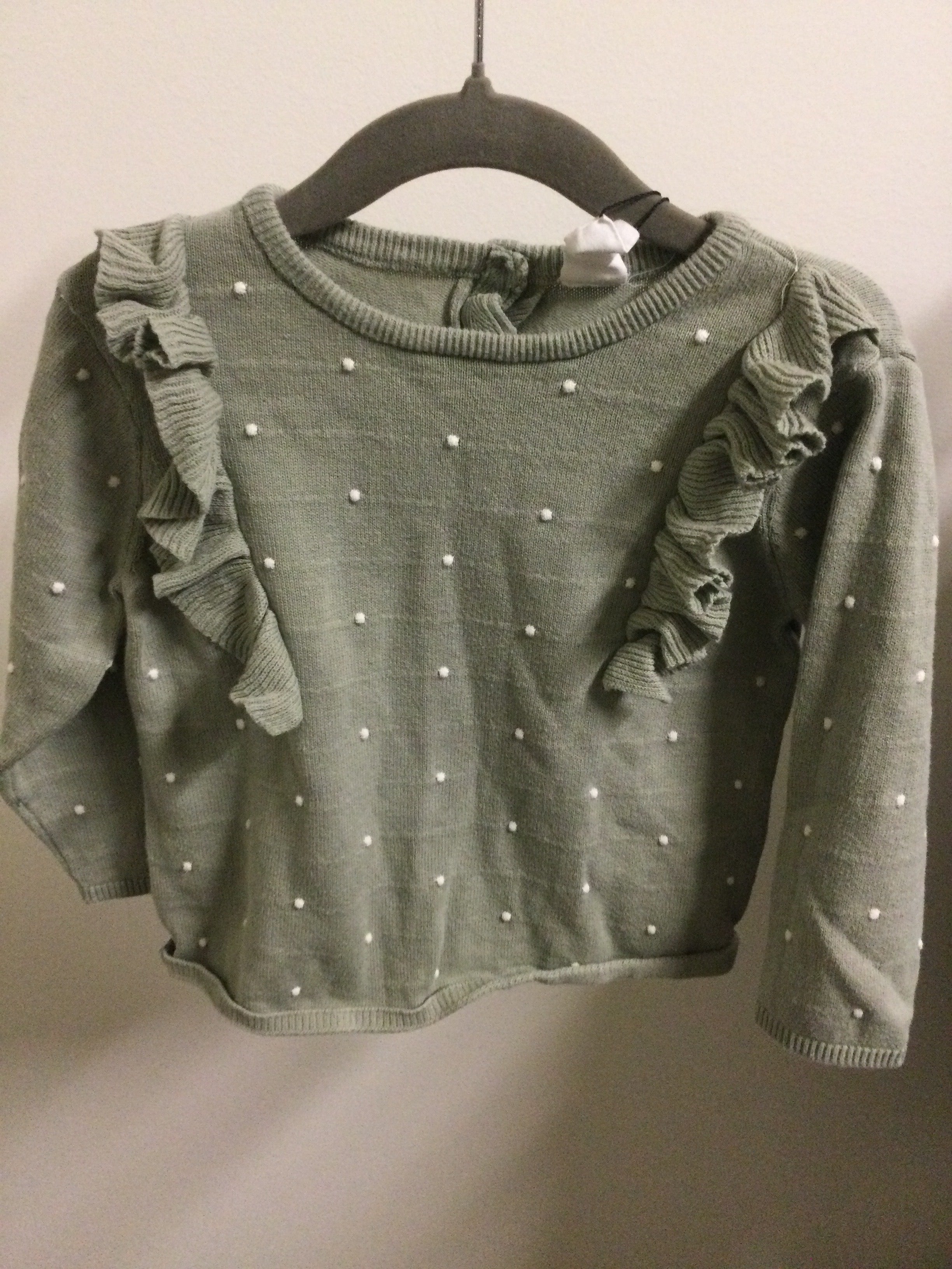 H&M green ruffled/dotted sweater 12-18M