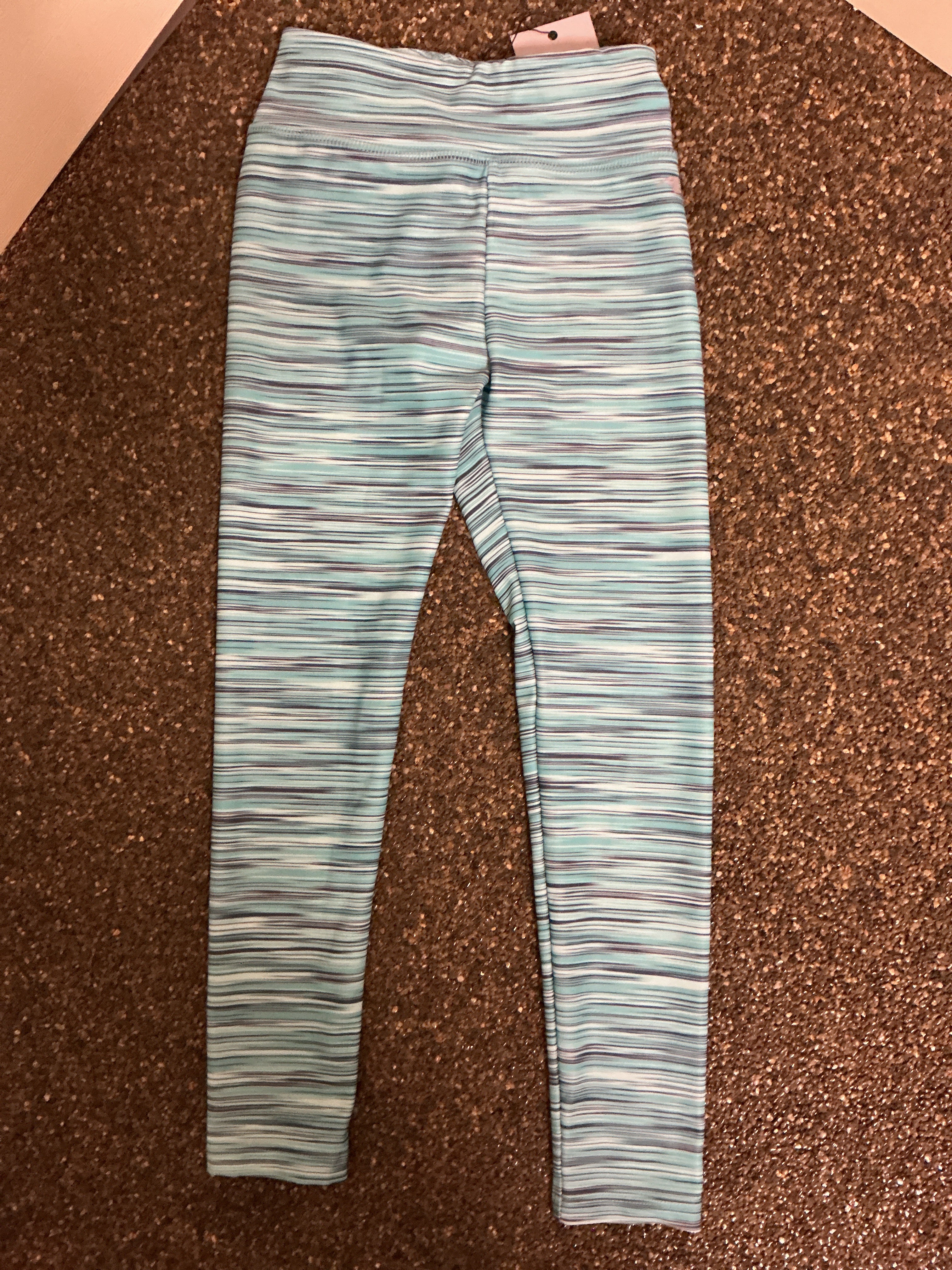 Athletic Works blue striped leggings 7-8Y