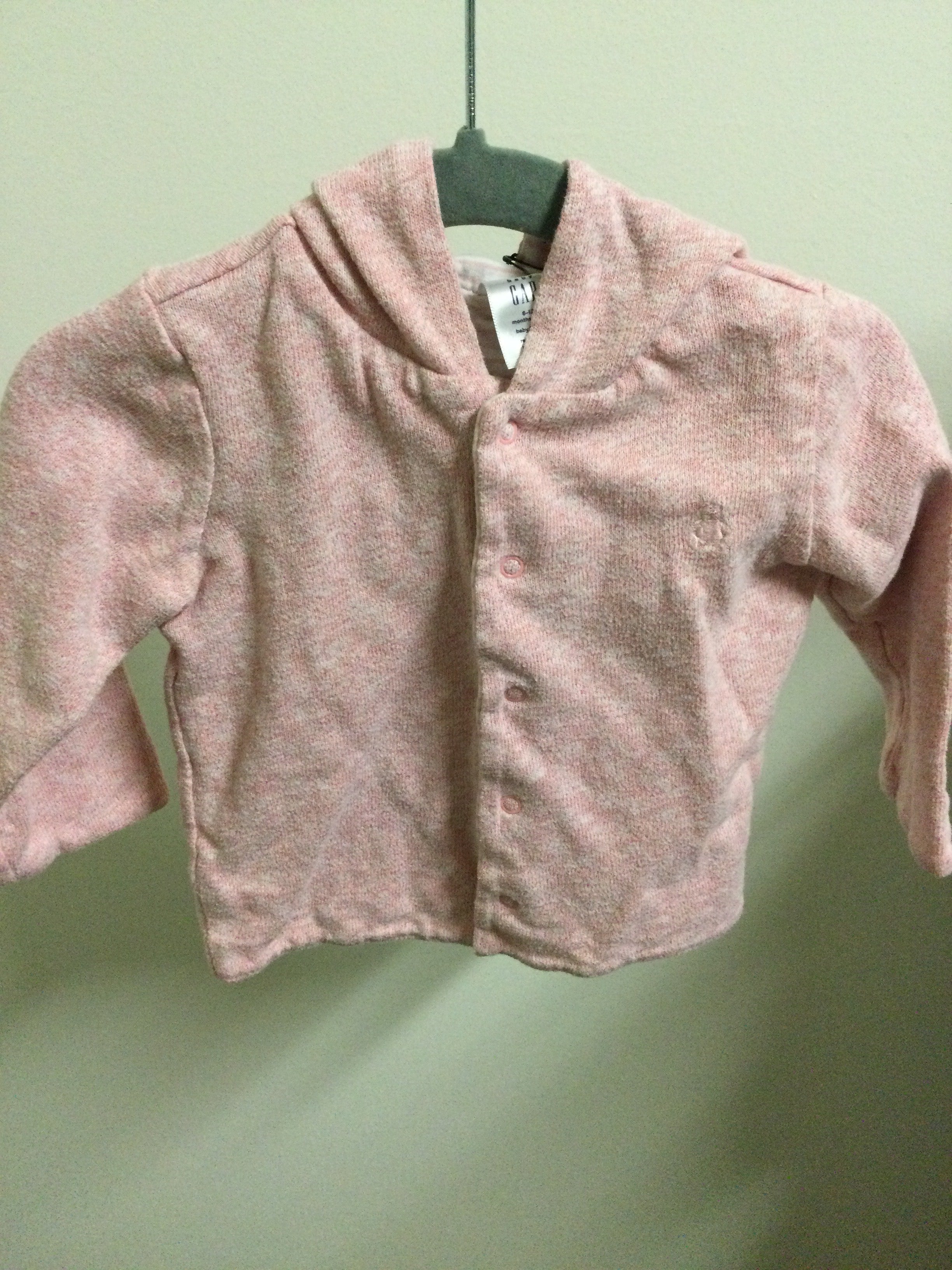Gap Baby pink/white striped reversible sweater 6-12M
