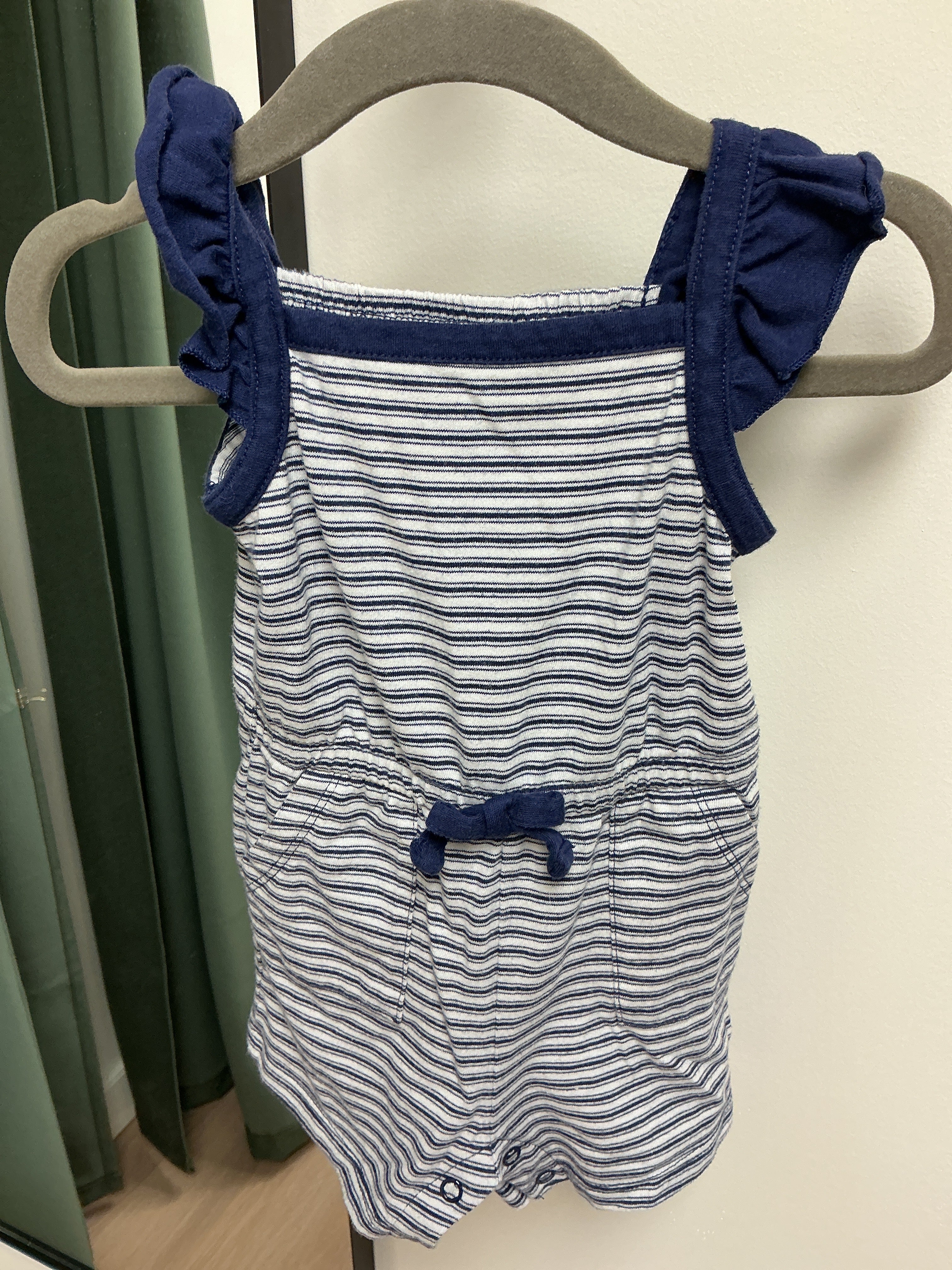 Joe Fresh blue striped romper 6-12M